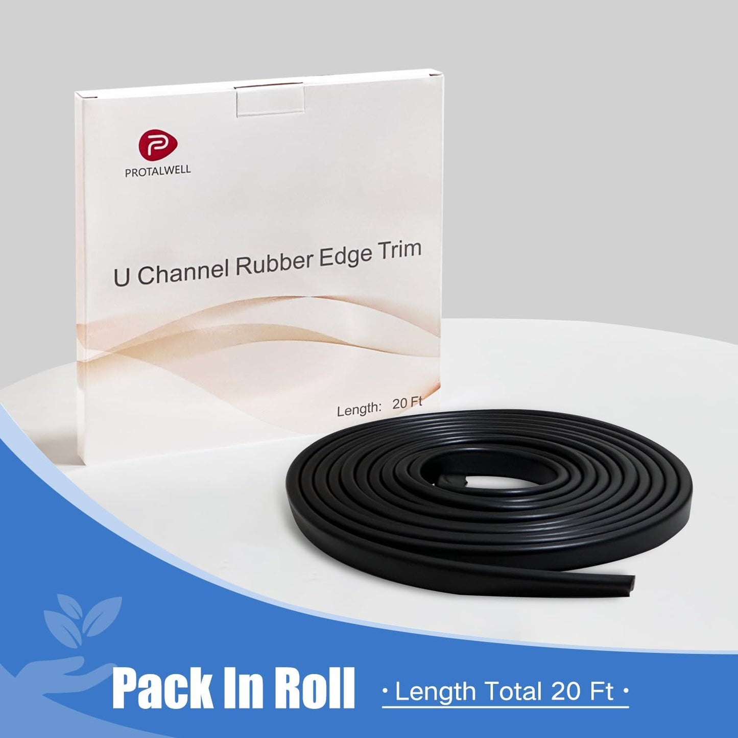 Rubber Edge Trim, 1/4" U Channel Edge Trim, Edge Protector for Plywood, Glasses or Flexiglasses, 1/4 in Flexible U Shaped Gasket, Black Color, Length 20 Ft