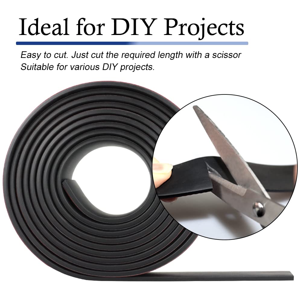 Neoprene Rubber Strips Self Adhesive Solid Rubber Sheets, Rolls & Strips for DIY Gaskets Crafts Pads Seals Warehouse Flooring Neoprene Sheet with Adhesive Backing (1" Wide x 1/8" Thick x 20' Long)