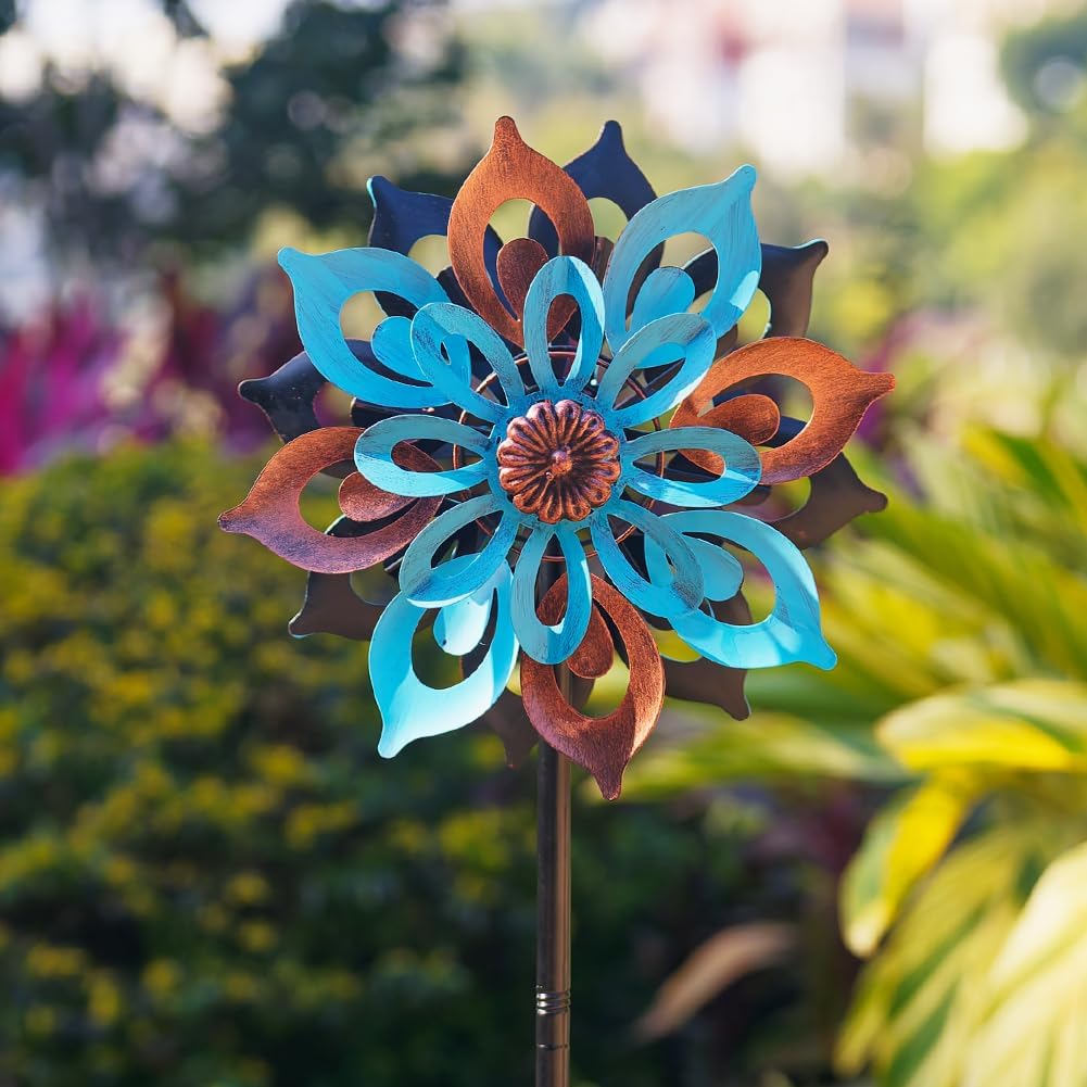 Stargarden Wind Spinners Outdoor, 4 Layers Metal Yard Art Wind Spinner, Kinetic Wind Sculptures & Spinners, Decorative Pinwheels for Yard and Garden