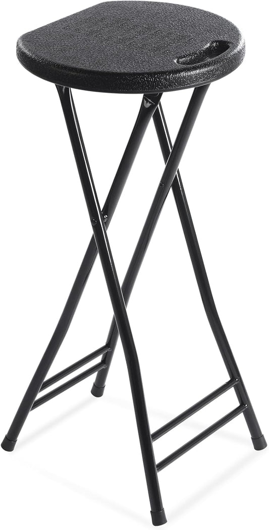 Suzile 1 Pc Tall Folding Chair Portable Plastic Stool Chair Heavy Duty Foldable Bar Stools with Handle for Adults Kitchen Counter Room Home Camping Indoor Outdoor, 300lbs Capacity (27 Inch)