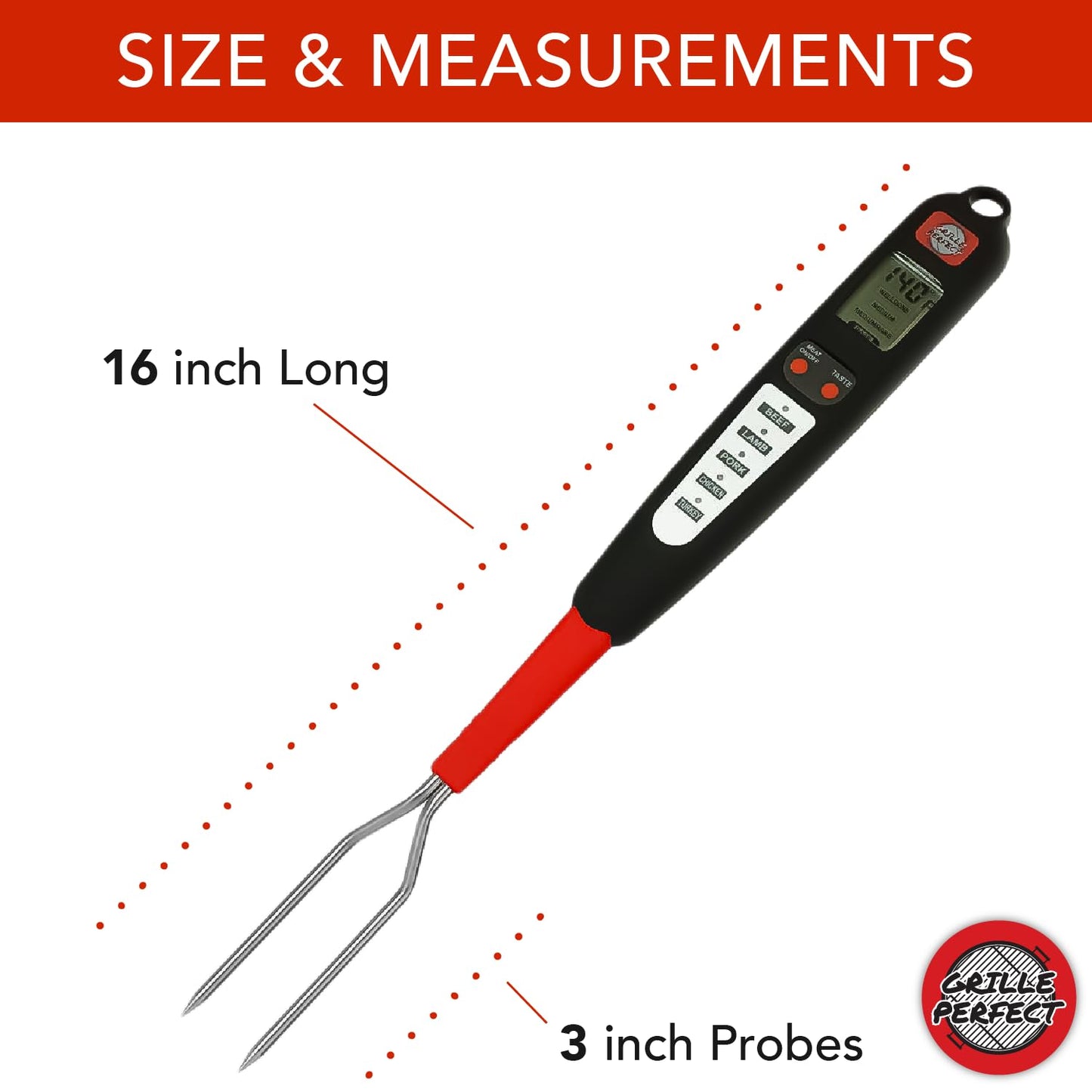 Digital Meat Thermometer Fork for Grilling and Barbecue Fast Read Electronic Probes with Ready Alarm Quick Accurate BBQ Temperature for Steak Chicken Hot Grilled Food