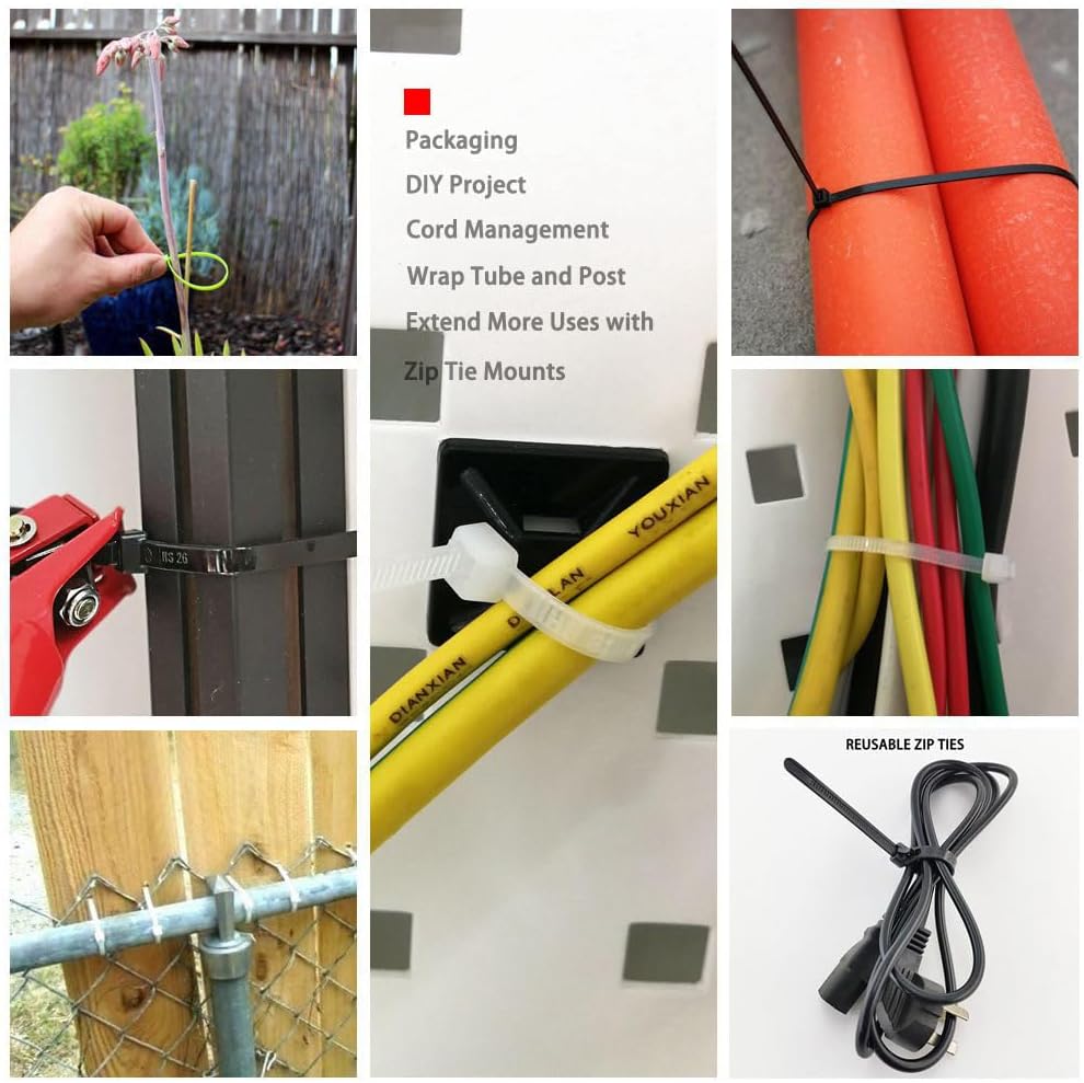 HS Small Colored Zip Ties 6 Inch 600pcs Multi-Color Zip Wire Tie for Deco Mesh Wreath Supplies,Colorful Plastic Ties Yellow, Black,White,Blue,Red,Green for Cord Management