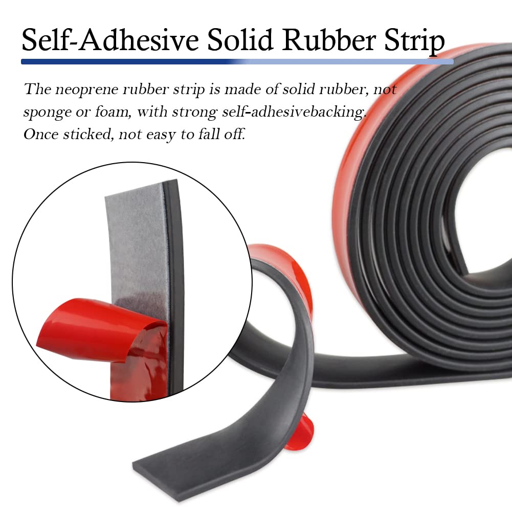 Neoprene Rubber Strips Self Adhesive Solid Rubber Sheets, Rolls & Strips for DIY Gaskets Crafts Pads Seals Warehouse Flooring Neoprene Sheet with Adhesive Backing (2" Wide x 1/16" Thick x 40' Long)
