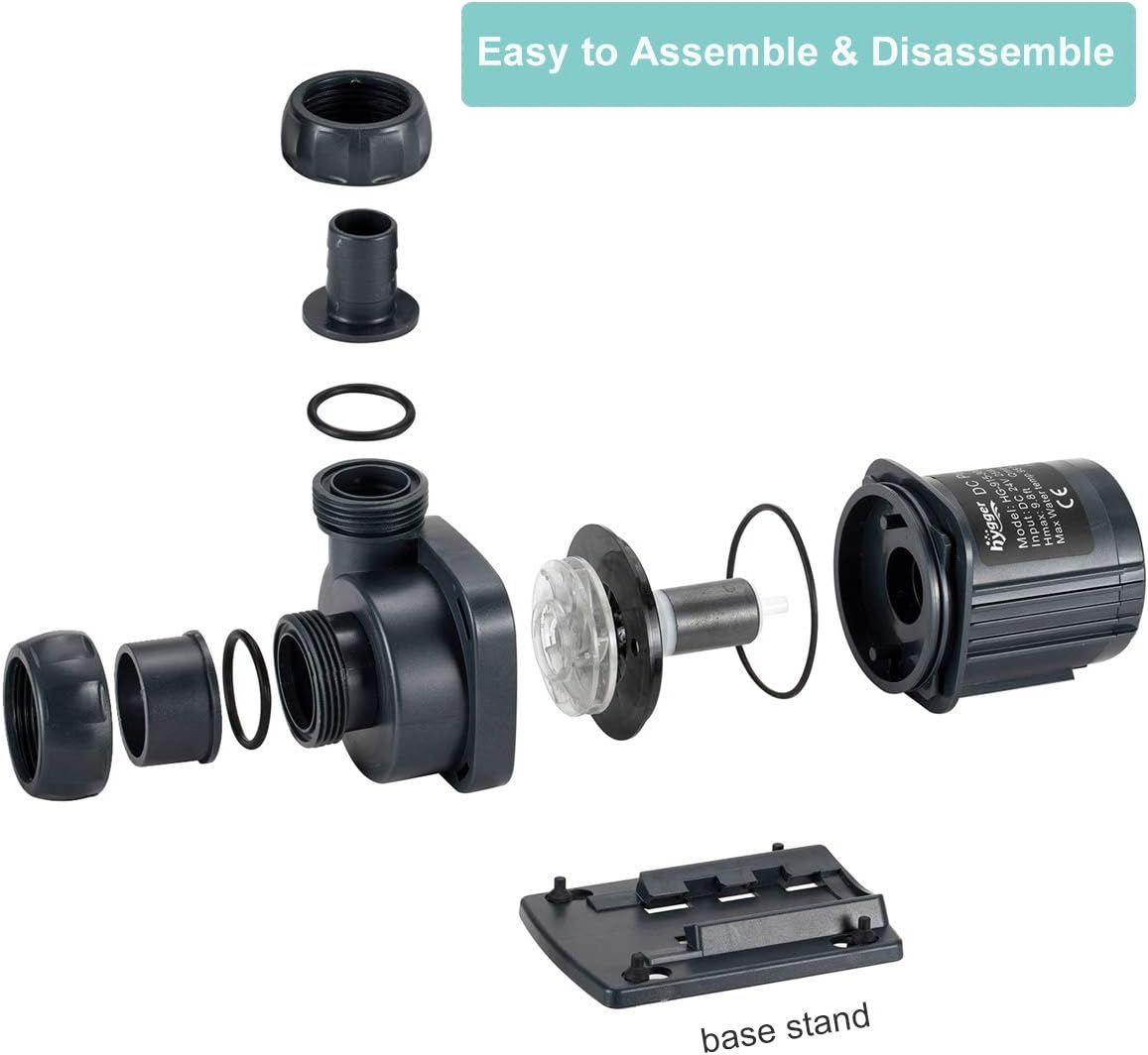 hygger 800GPH Quiet Submersible and External 24V Water Pump, with Controller (30%-100% Settings), Powerful Return Pump for Fish Tanks, Aquariums, Ponds, Fountains, Sump, Hydroponics (25W, 9.8ft)