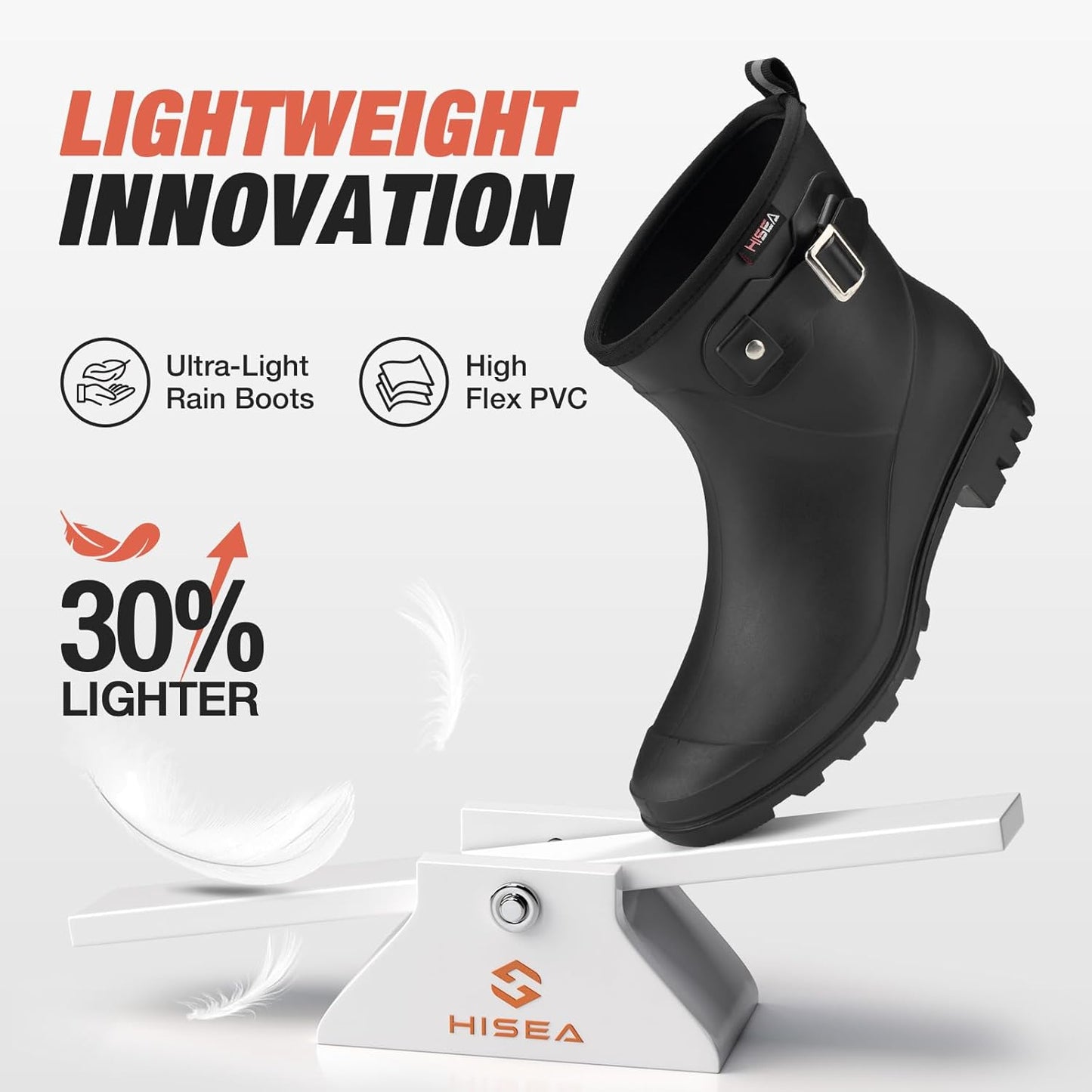 HISEA Women's Ankle Rain Boots Waterproof, Fashion Short Garden Shoes Anti-slip for Women with Comfortable Insole