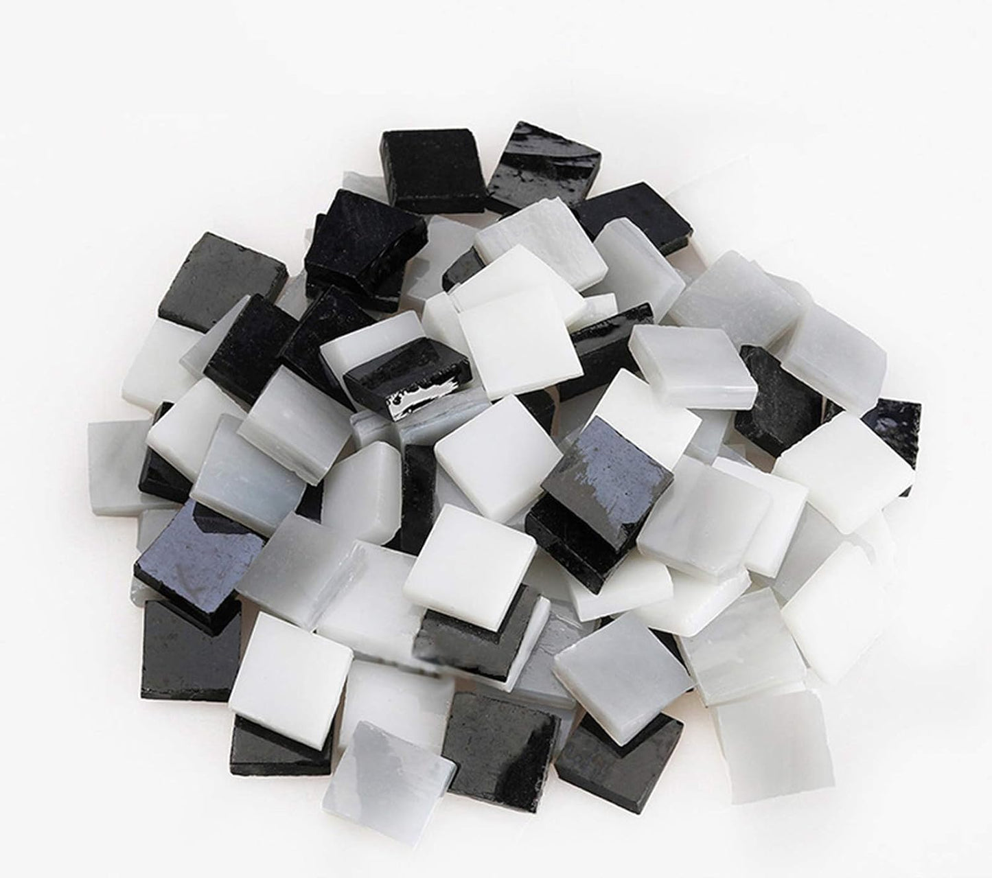 Mosaic Tiles 270 Pieces / 200 g Pack of Colored Mica Glass Mosaic Tile Supplies for Home Decoration, DIY Crafts, Plates, Picture Frames, Flowerpots – 1x1 cm Square Tiles (Black White Mix)