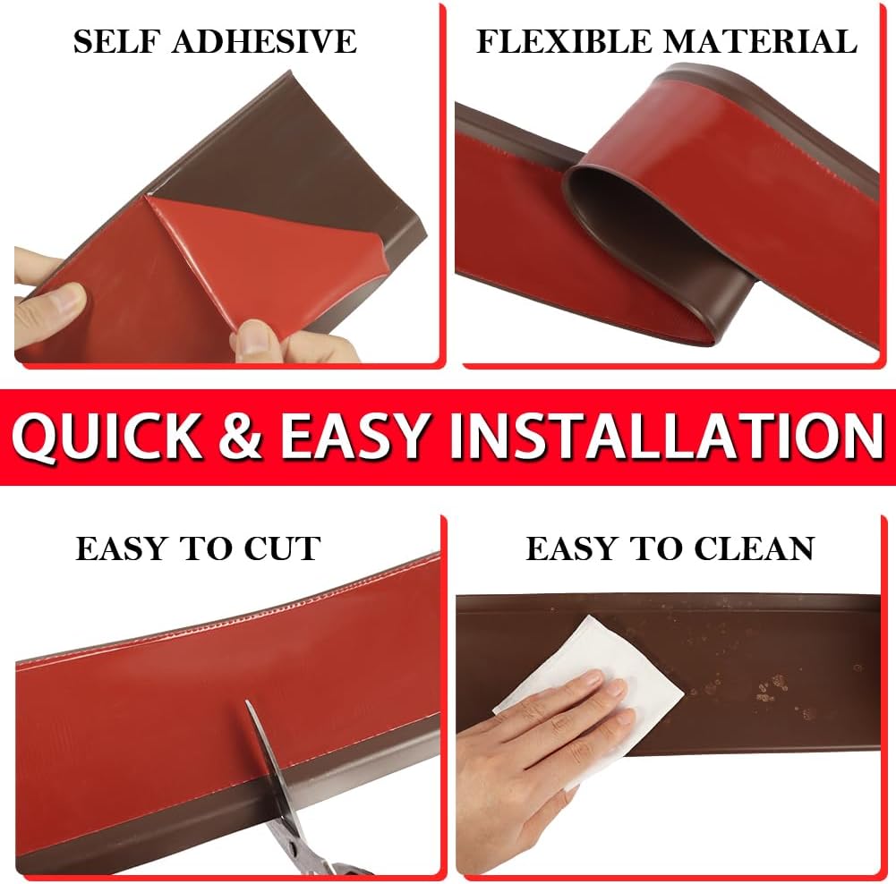 Vinyl Wall Base Baseboard Molding Trim 6" Flexible Self Adhesive Rubber Wall Base Moulding Trim Peel and Stick Design, 6 Inch x 40 Feet, Brown