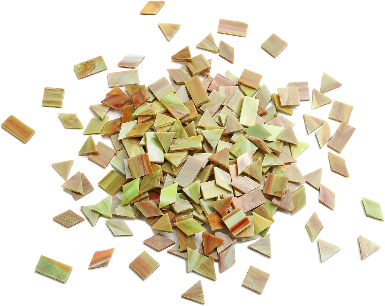 Lanyani Glass Mosaic Tiles for Art Crafts, 4 Shapes Mixed Tiffany Stained Glass Pieces, 200 Pieces, Square/Rectangle/Diamond/Triangle,Green-Red