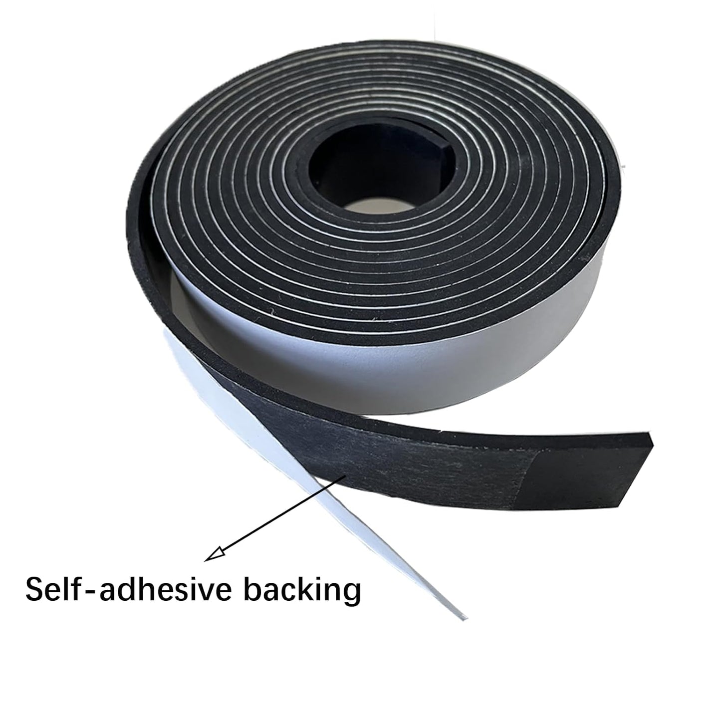 Solid Rubber Strips with Adhesive 1/8 (.125)" Thick X 1" Wide X 10'Long, Solid Rubber Sheet Rolls Self Adhesive for Anti-Slip, Anti-Vibration (1" X10'X1/8")