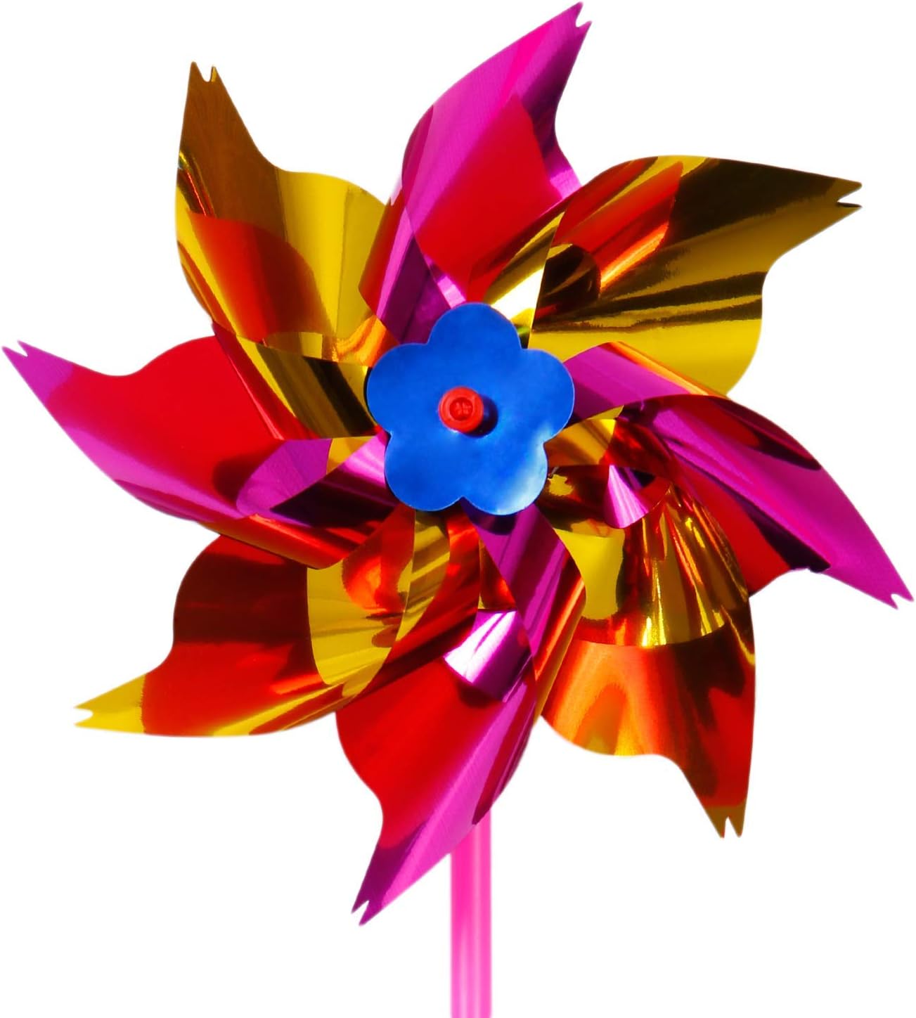 Elcoho 100 Pieces Plastic Rainbow Windmill Party Pinwheels DIY Pinwheel for Kids Toy Garden Party Lawn Decor, Assorted Color