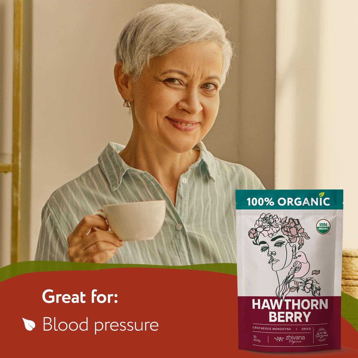 Super Large Value Pack 10 LB - Organic Hawthorn Berry Tea - Hawthorne Berries Organic - Healthy Circulation, Heart, Pressure Balance