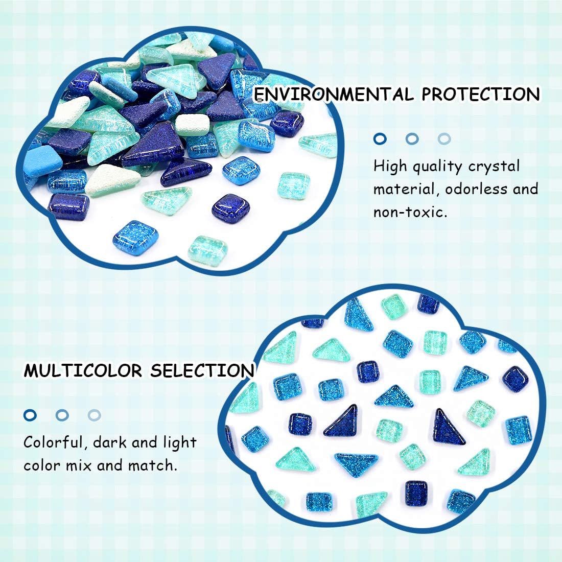 Swpeet 1Ib Glass Mosaic Tiles Pieces Stained Glass for Crafts, Mixed Colors and Patterns (Mosaic Tiles E)