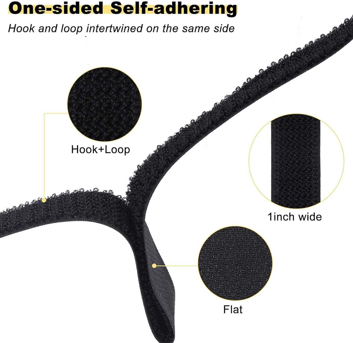 1"x16ft Hook and Loop Straps with 25 Metal Buckles, Adjustable Fastening Cable Straps, Cut-to-Length Cinch Strap, Reusable Nylon Securing Cord Ties for Organizer or Storage, 1 inch Wide, Black