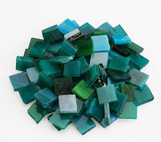 Mosaic Tiles 270 Pieces / 200 g Pack of Colored Mica Glass Mosaic Tile Supplies for Home Decoration, DIY Crafts, Plates, Picture Frames, Flowerpots – 1x1 cm Square Tiles (Peacock)