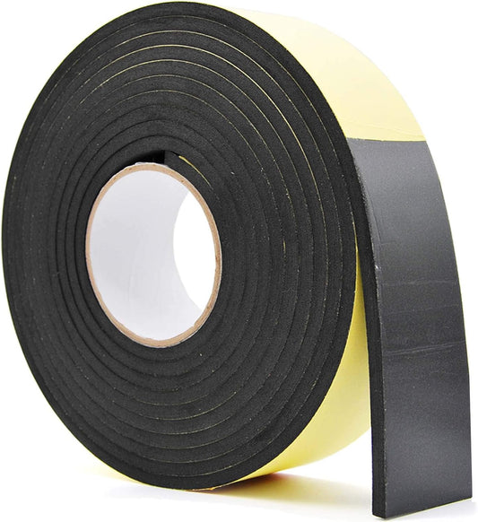 Weather Stripping for Doors -1" W x 1/4" T- Black Foam Seal Tape for Sliding Door Jamb, Front Door Frame Windows Insulation