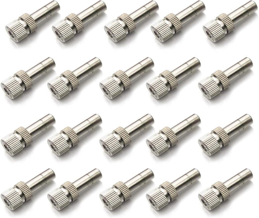 20pcs Brass Mister Nozzles, 6mm Misting Nozzles for Outdoor Cooling System, Landscaping, Air Humidification, Greenhouse Irrigation (without Filter, 0.028"/0.7mm Orifice)