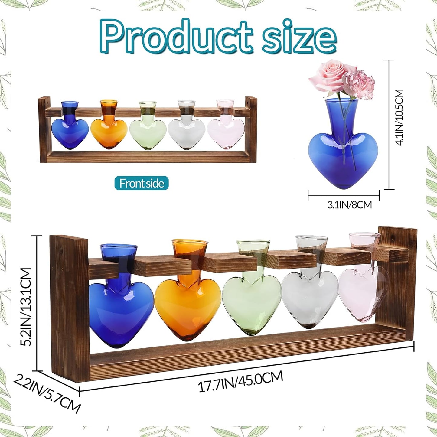 Plant Terrarium Hanging Propagation Stations Gift for Women Plant Lover air Plant Holder with Wooden Stand Heart Glass