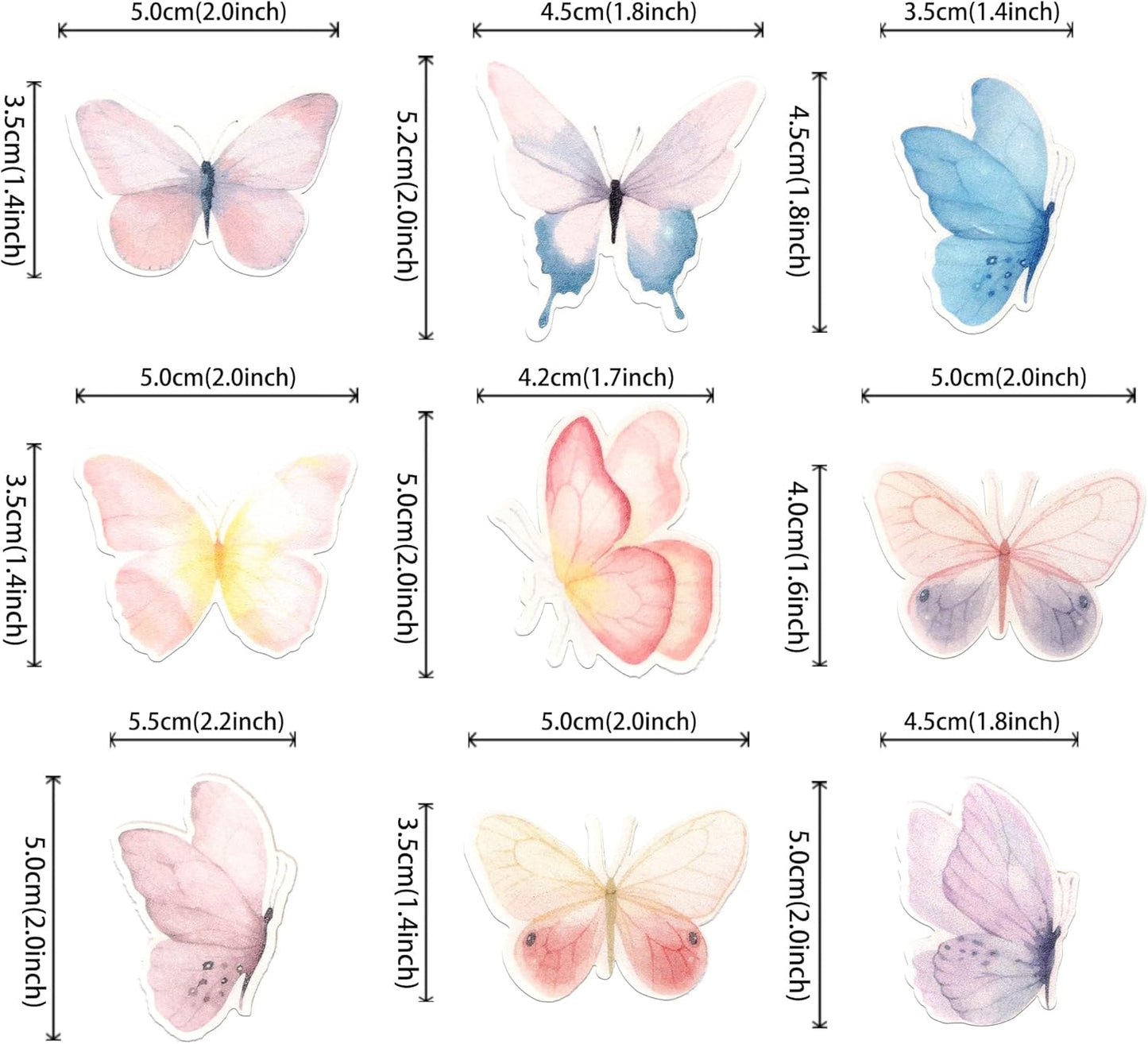 63 PCS Edible Butterfly Cupcake Toppers Edible Butterflies for Cake Decorating Butterfies Cupcake Picks Butterfly Cupcake Decorations for Butterflies Theme Baby Shower Birthday Party Supplies Colorful