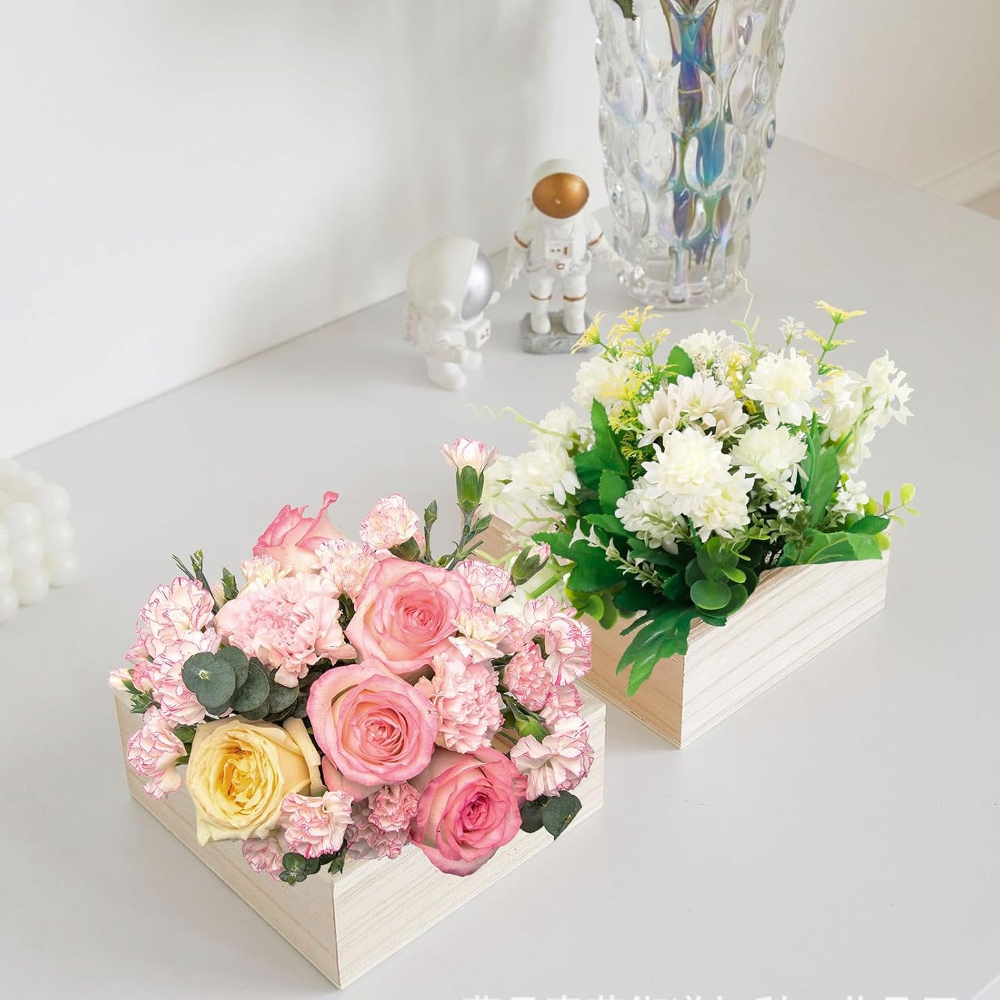 8 Pack Unfinished Wooden Box, 6 x 6 Inch Square Rustic Small Wooden Boxes for Crafts Organizer Container Box for DIY Craft Collectibles, Succulent Plant Pot, Drawer, Home Desktop Decor