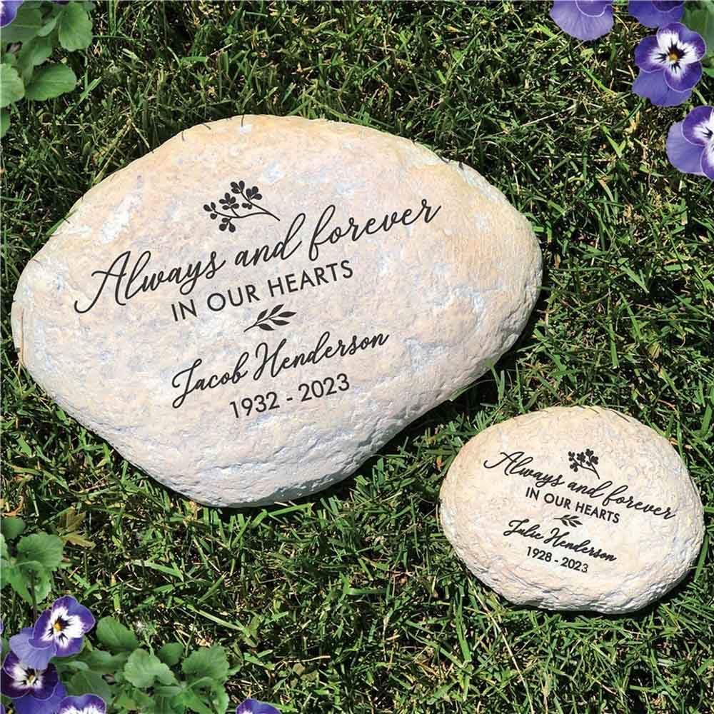 GiftsForYouNow Engraved Always and Forever in Our Hearts Memorial Garden Stone, 11.5" by 8.25"