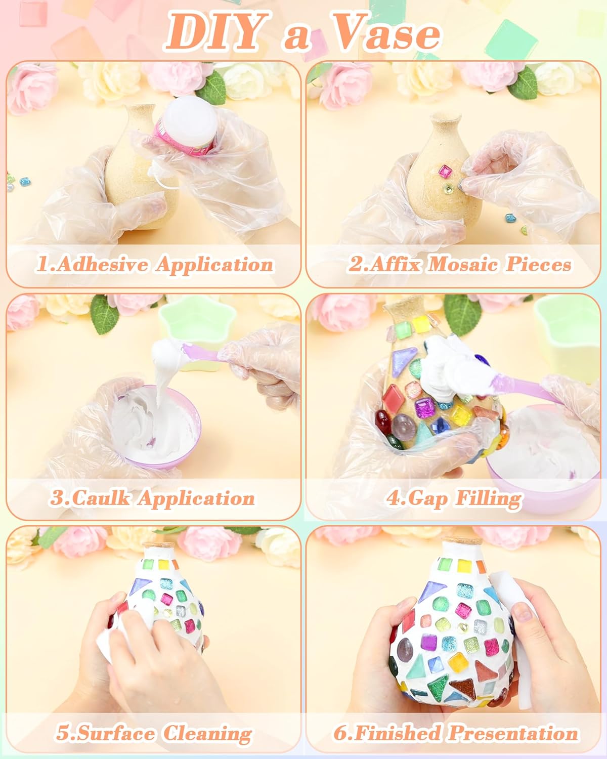 FIVEIZERO 420g Mosaic Tiles for Crafts - 280Pcs Glass Mosaic Kits, Mixed Shapes Mosaic Glass Pieces for Art, Irregular Tiny Mosaic Tile for DIY Projects, Home Decoration(Purple)