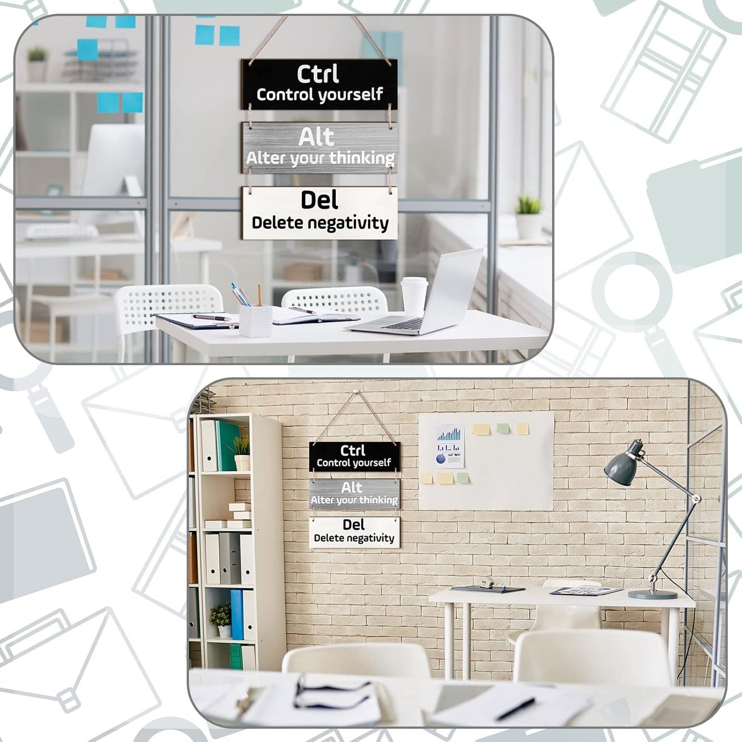 Office Wall Decor Inspirational Wall Art for Motivational Plaques Rustic Wooden Hanging Decor Positive Saying Quote Sign Art for Home Office Living Room(Black, Gray, White)