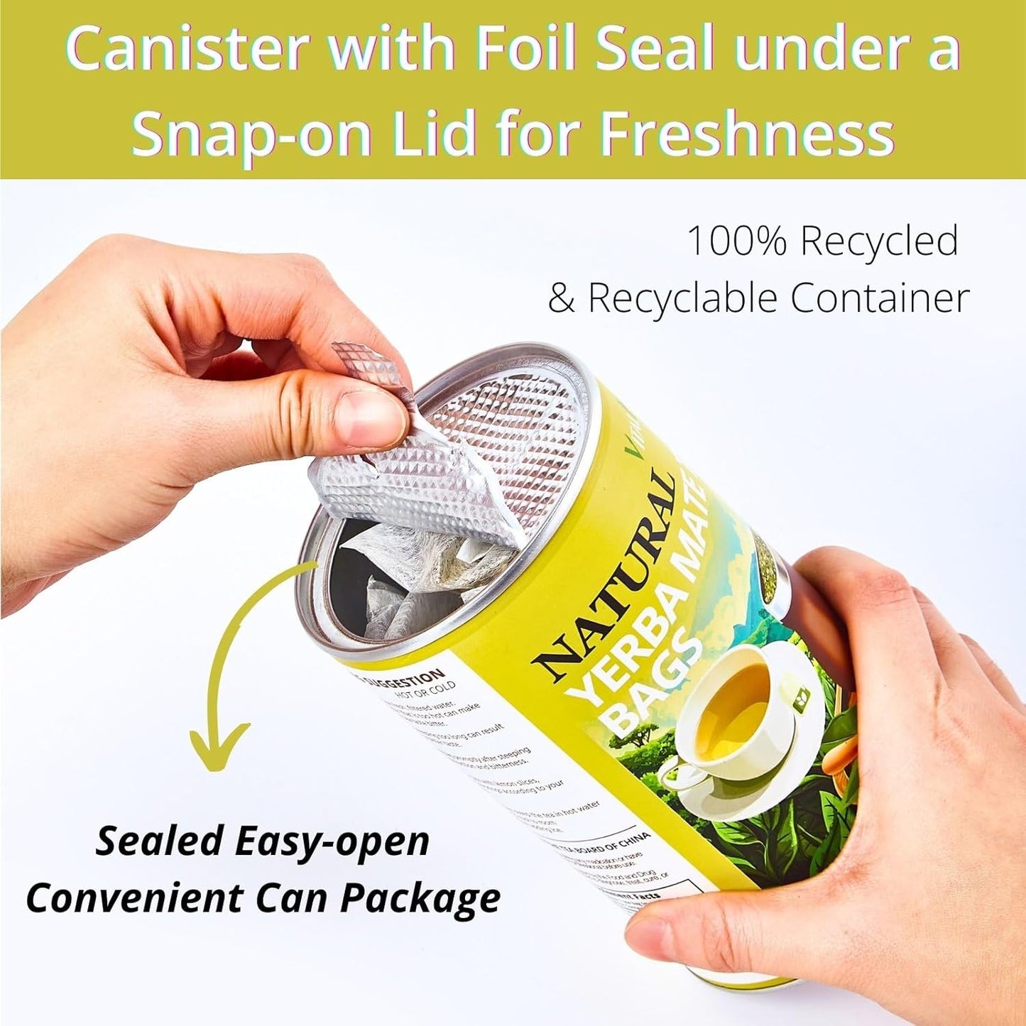 VitalForest 45 Yerba Mate Tea Bags, Unsmoked Yerba Mate from Rainforest, Energy Burst Yerba Tea Argentina, NO Dust, NO Stems, Rich In Antioxidants