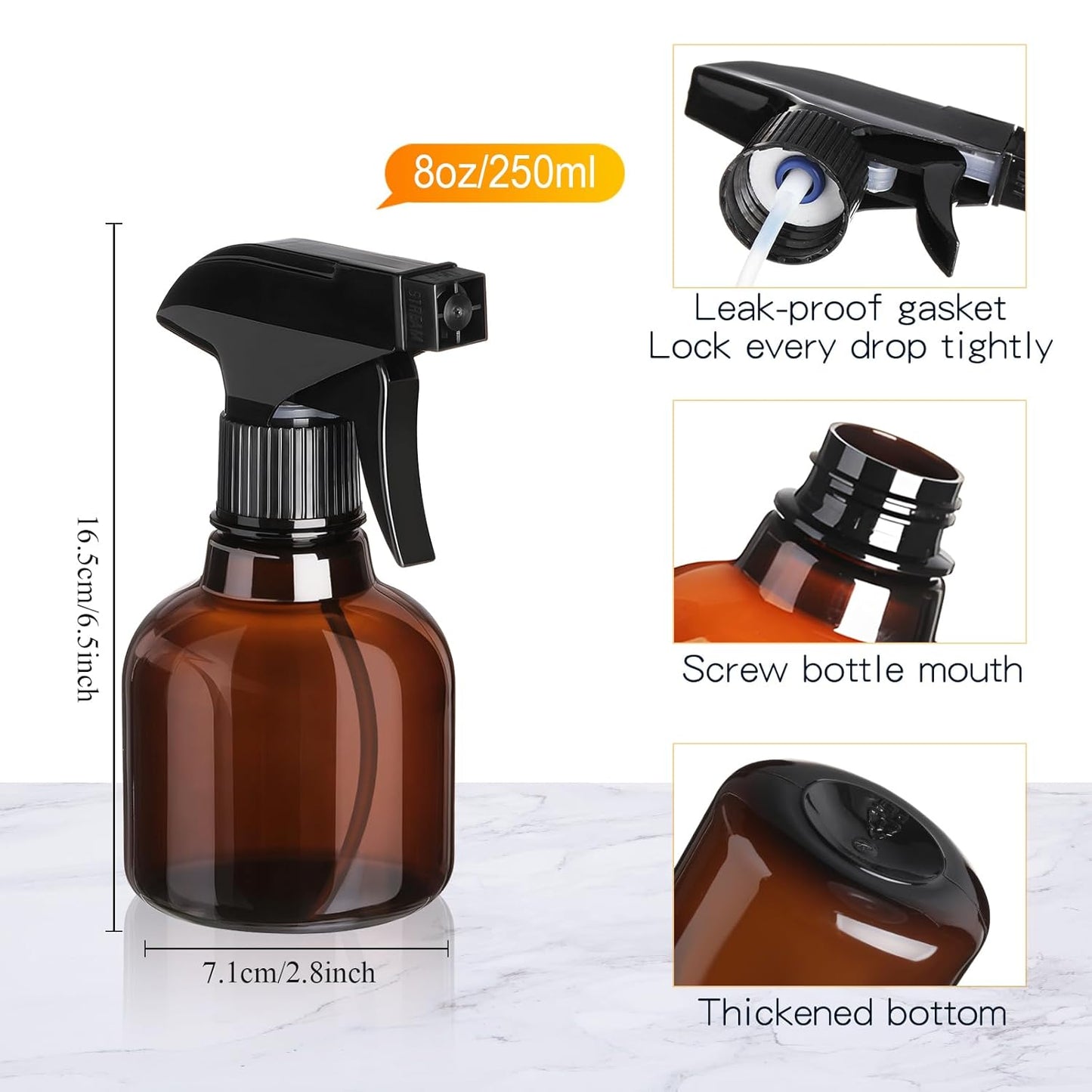 Jinei 24 Pcs 8 oz Empty Plastic Spray Bottle with Trigger Sprayers Pet Adjustable Head from Fine to Stream Refillable for Hair Plants Cooking Pets, No Leakage(Black)