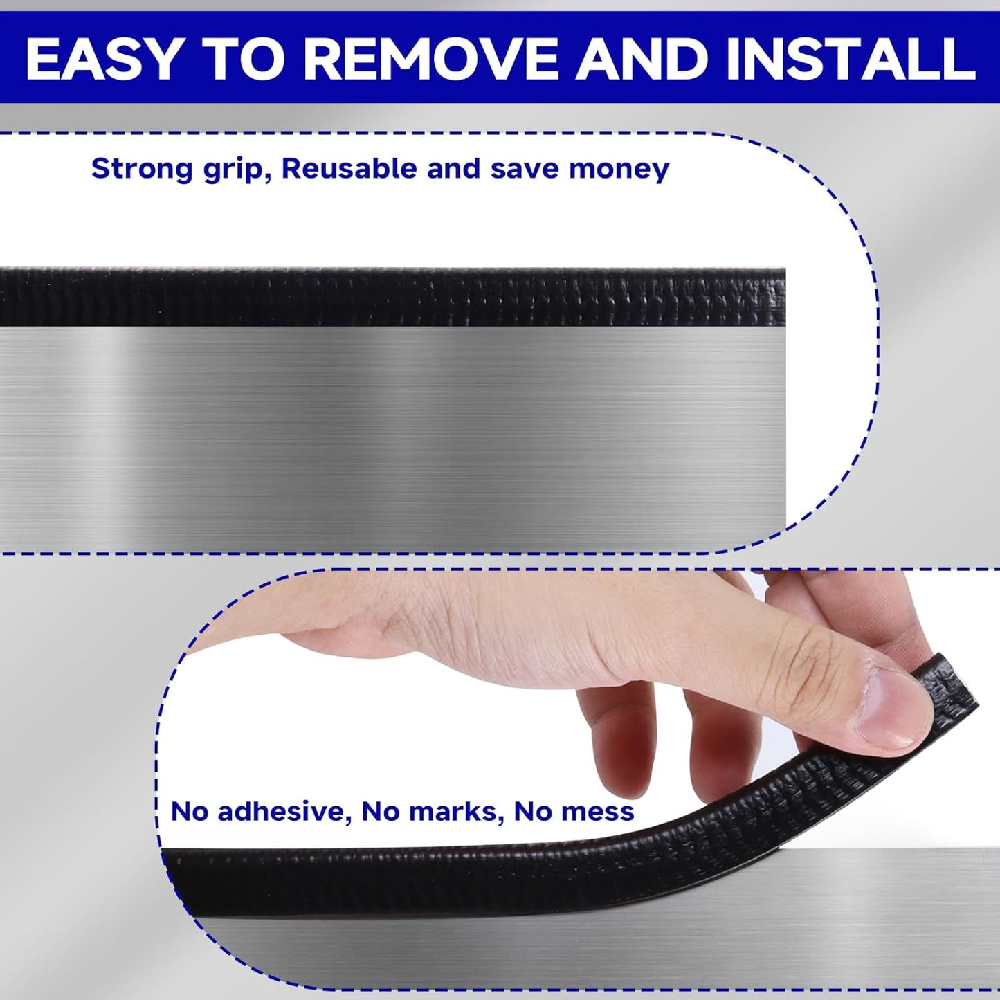 Rubber Edge Trim, U Channel Edge Trim with Metal Clips Edge Guard Protector, PVC Rubber Seal Strip for Sheet Metal, Car Doors, Hatches, Table Corners, Fit 3/64" to 1/4"(1.2mm-6.4mm), 25Ft, White