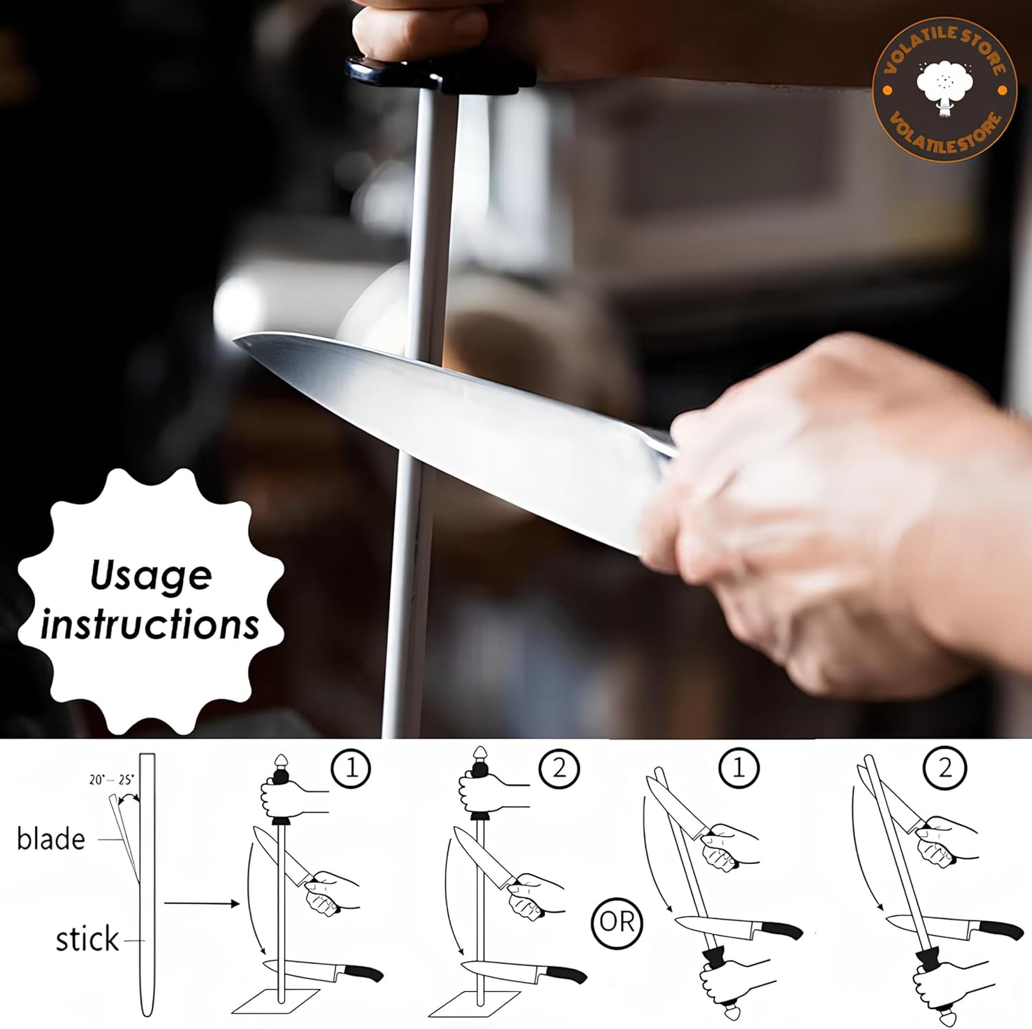 Generic Professional Knife Sharpening Rod - 12-Inch Carbon Steel Sharpening Rod (Black)