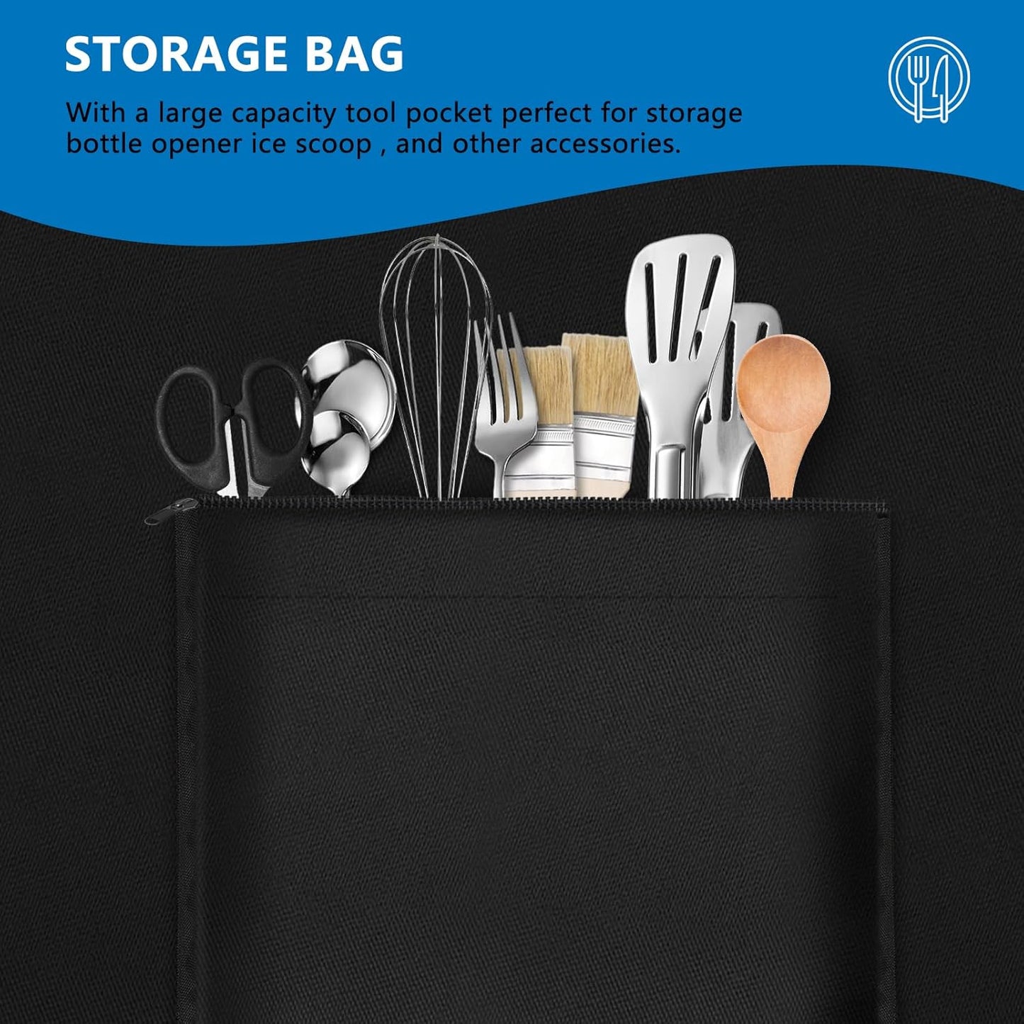 SIRUITON Outdoor Bar Cart Cover for 52 Inch BBQ Food Prep Table, Heavy Duty 600D Oxford Fabric Outdoor Dining Cart/BBQ/Worktable Metal Movable Table Waterproof Cover