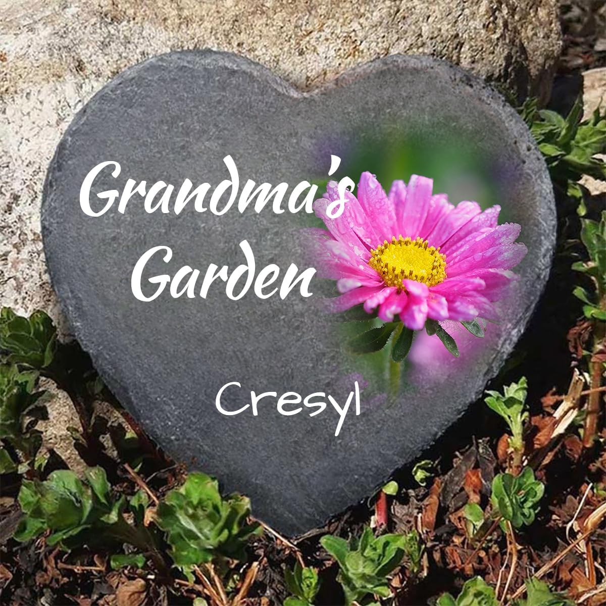 Personalized Picture Garden Stones Customized with Any Message and Pattern, Custom Heart Shaped Memorial Stones Welcome Stones 8x8 for Housewarming,Memorial Gifts and Special Day Gifts