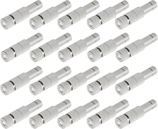 20pcs Brass Mister Nozzles, 6mm Misting Nozzles for Outdoor Cooling System, Landscaping, Air Humidification, Greenhouse Irrigation (with Filter, 0.006"/0.15mm Orifice)