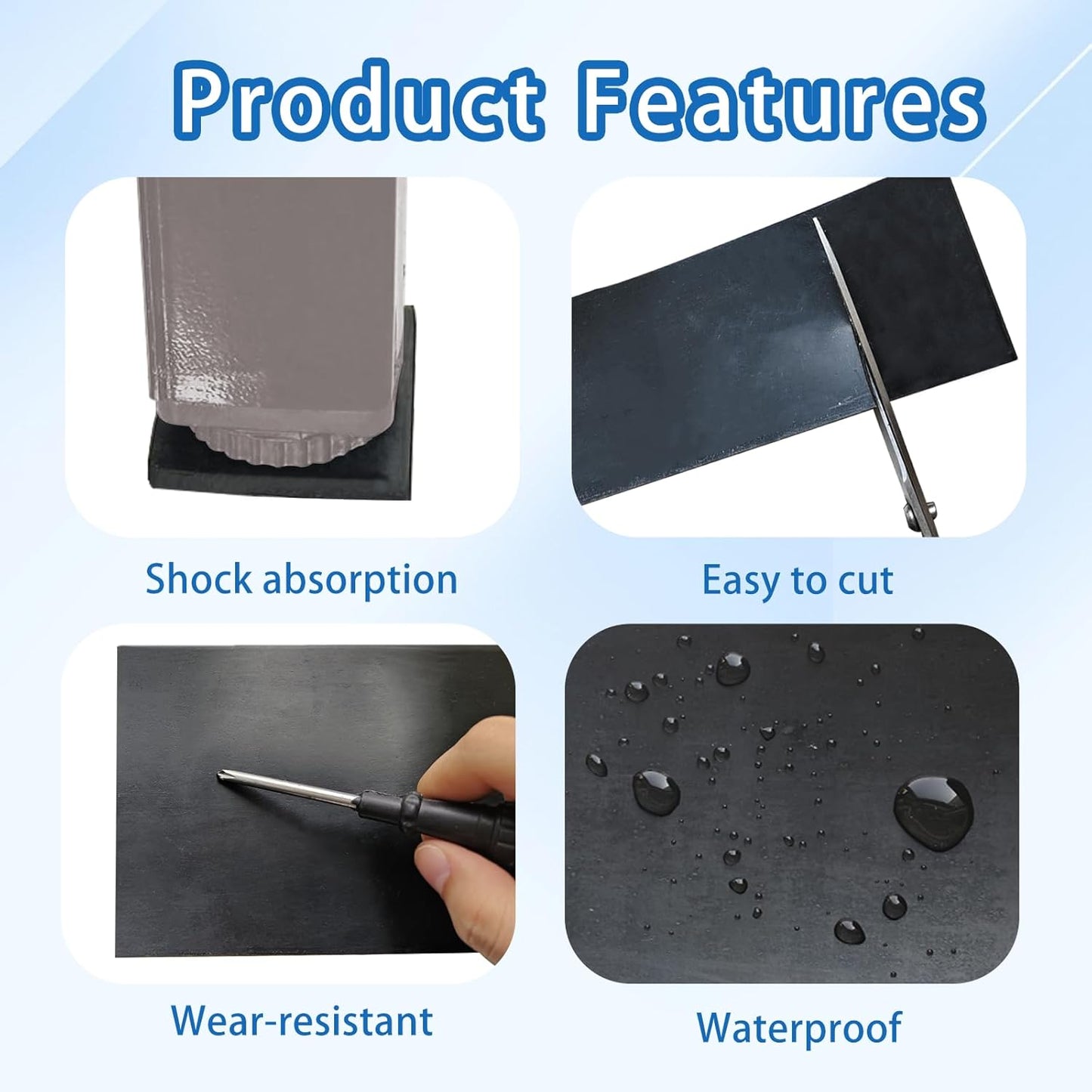 Black Solid Rubber Strip, 1/8 (.125)" Thick X 2" Wide X 10'Long, Solid Flat Rubber Roll for Anti-Slip, Anti-Vibration, DIY Gaskets, Crafts, Sealing, Supports, Protection