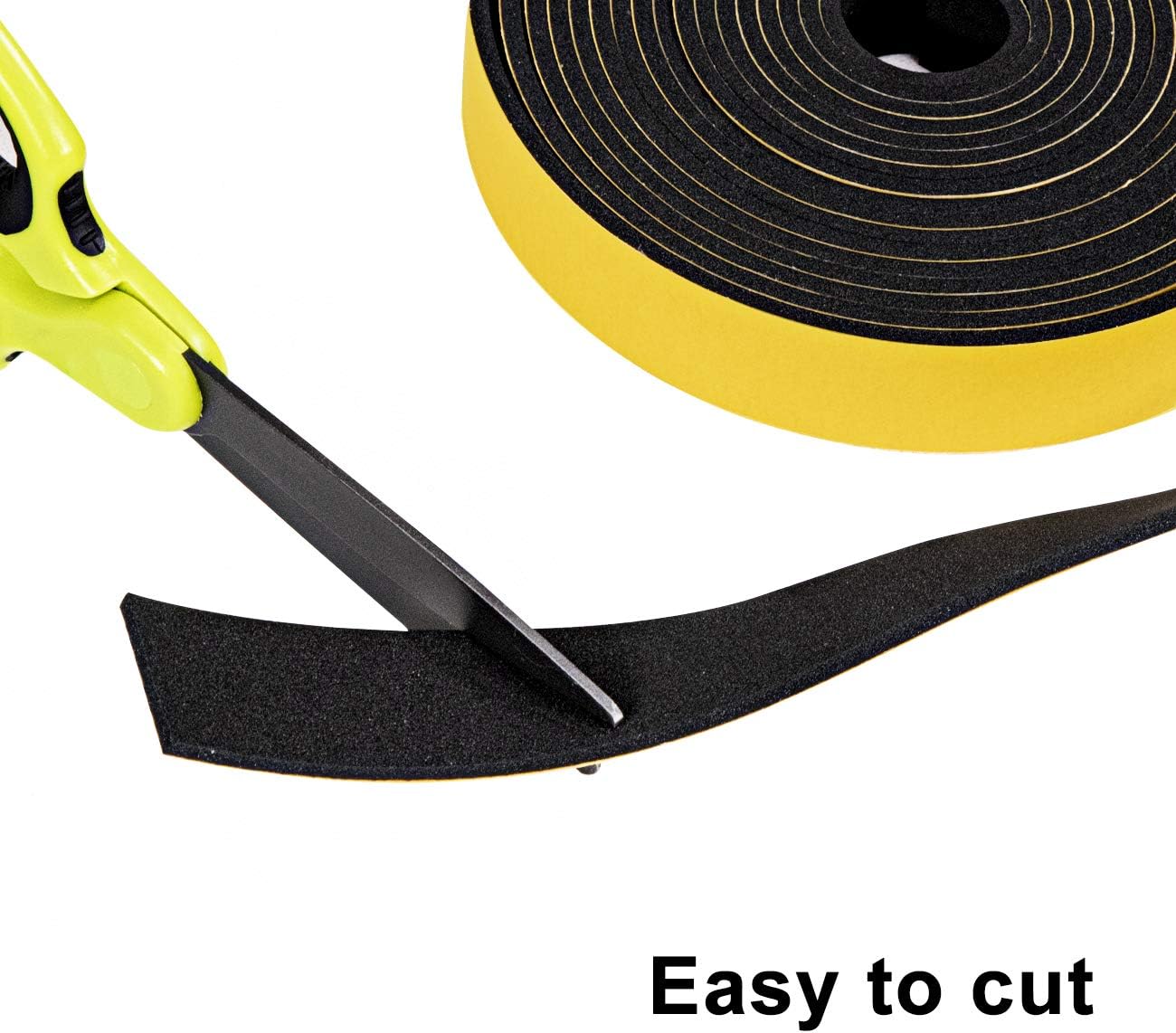 TORRAMI Door Seal 1 inch W x 1/8 inch T x 16.5 Ft Length, Foam Soundproofing Insulation Weather Stripping Gasket (Total 33 Ft Length, 2 Rolls of 16.5 Ft Each)