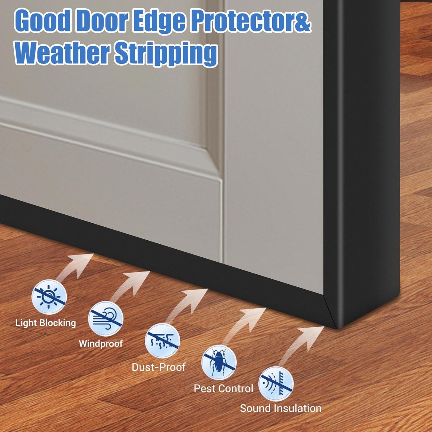 Rubber Edge Trim, Self-Adhesive U Channel Edge Protector for Interior Door Side, Woods, Flexible U Shaped Peel and Stick Edge Banding, Furniture Corner Guard, Fit 1-3/8"(35mm), 20Ft, Black