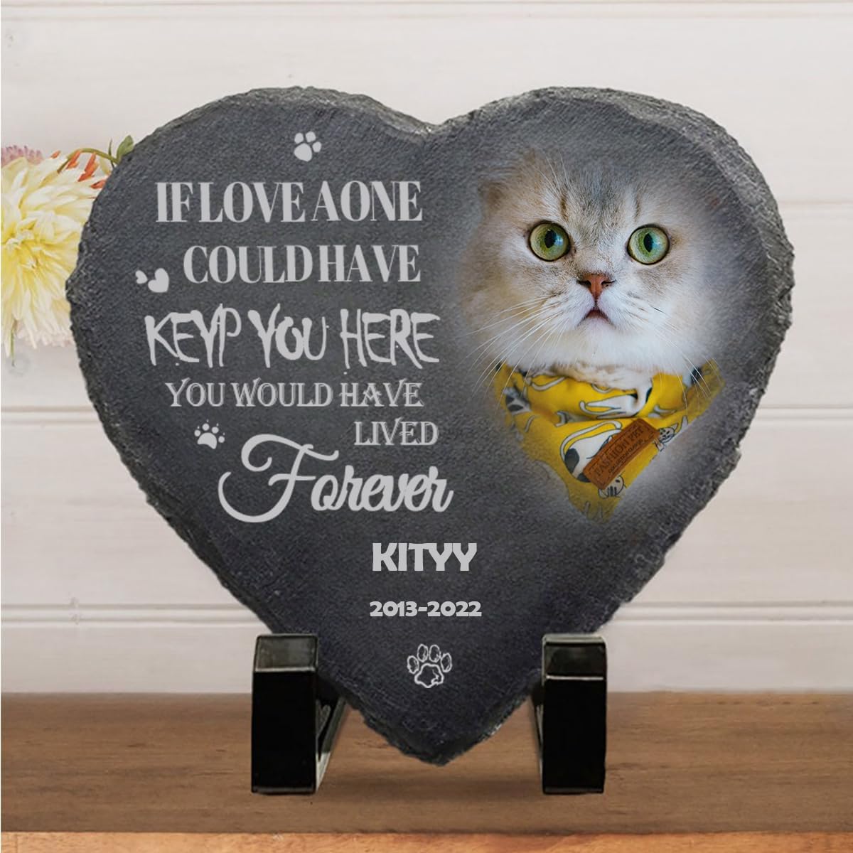 Custom Image Garden Stones Personalize with 10 Templates Name Date, Desgin Heart Shaped Memorial Stones Cemetery Stones 6x6 for Loss of Lover,Memorial Gifts and Special Day Gifts