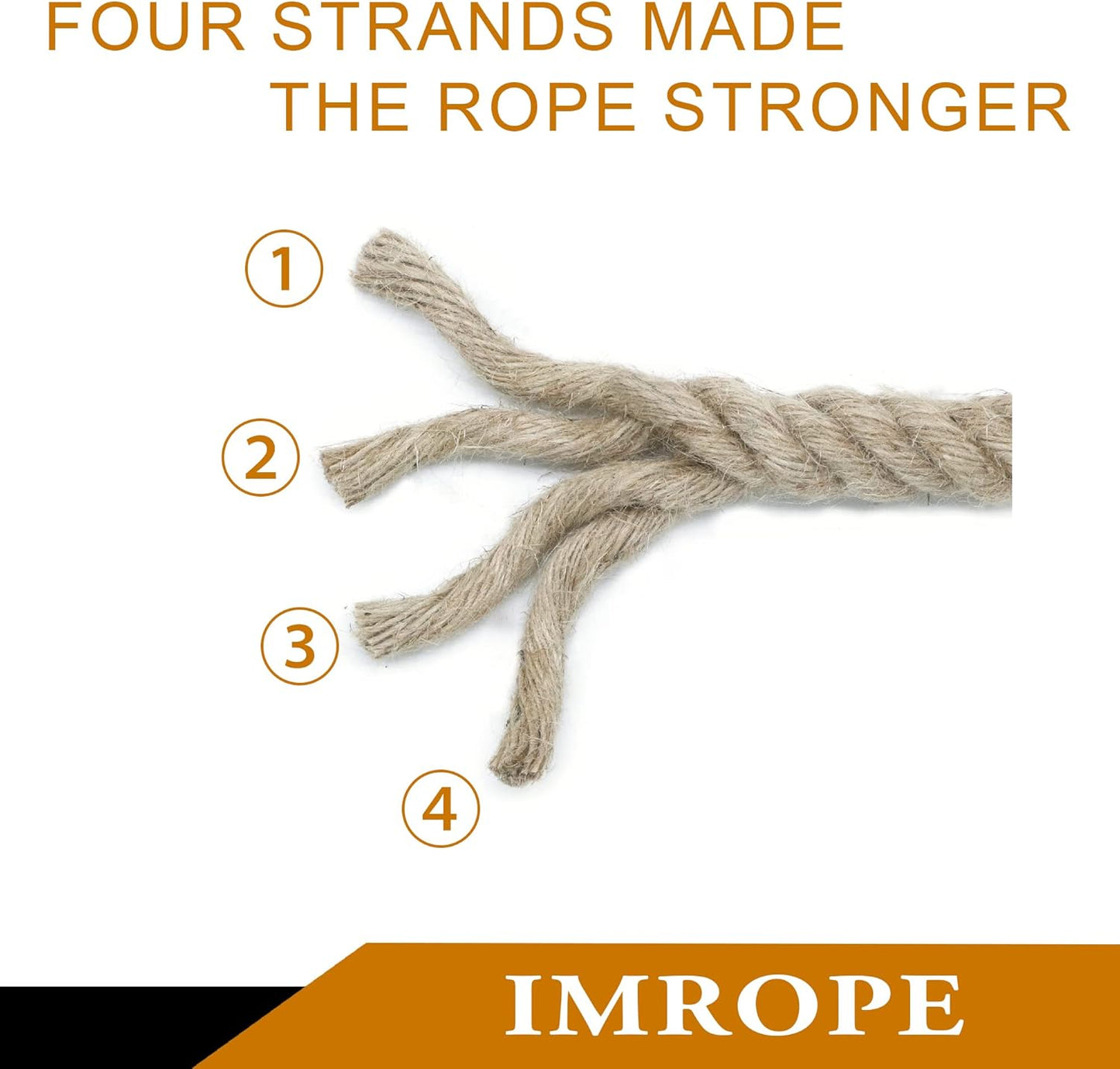 1/2 Inch Diameter Jute Rope, IMROPE Natural Jute Rope 100 Ft, Twisted 4 Strands for DIY Arts Crafts, Garden, Home Decorating, Hammock for Indoor and Outdoor Use