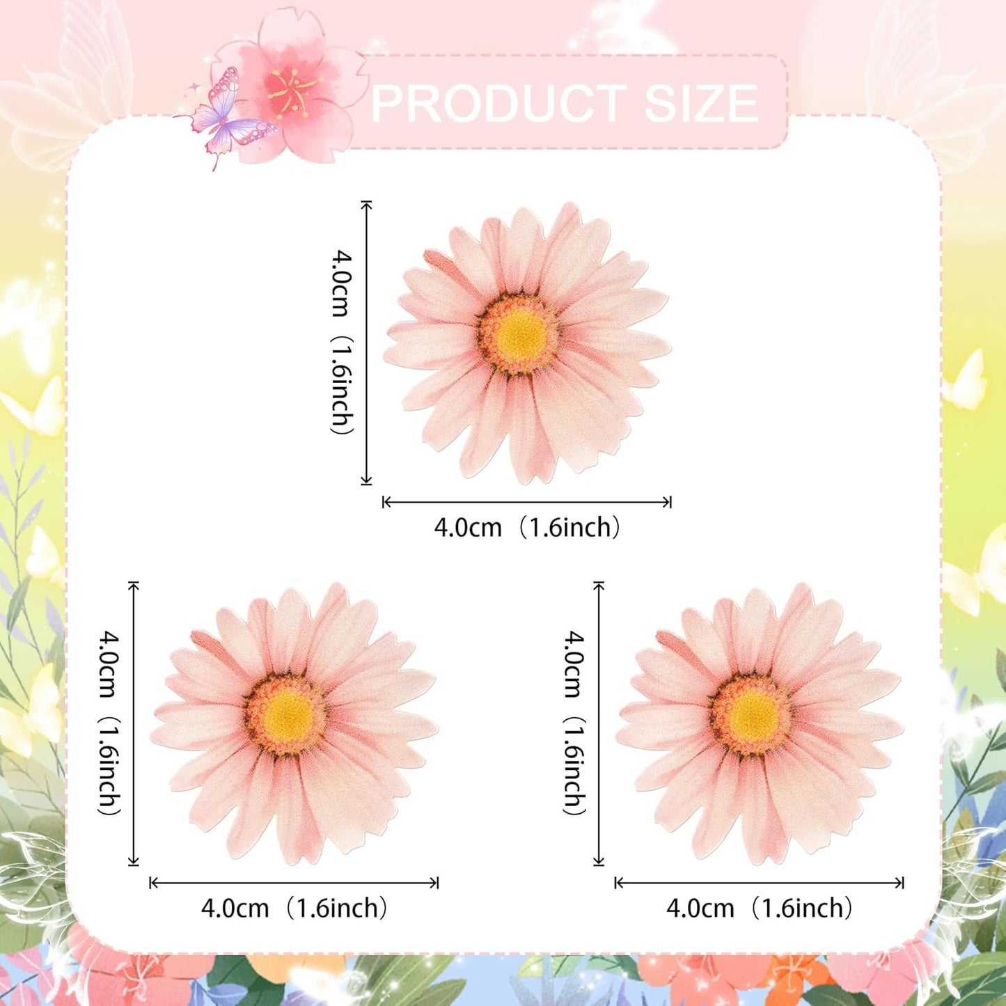 60 PCS Edible Daisy Cupcake Toppers Wafer Paper Daisy Cupcake Picks Edible Sunflower Birthday Party Decorations for Baby Shower Wedding Engagement Birthday Party Cake Food Decorations Supplies Pink