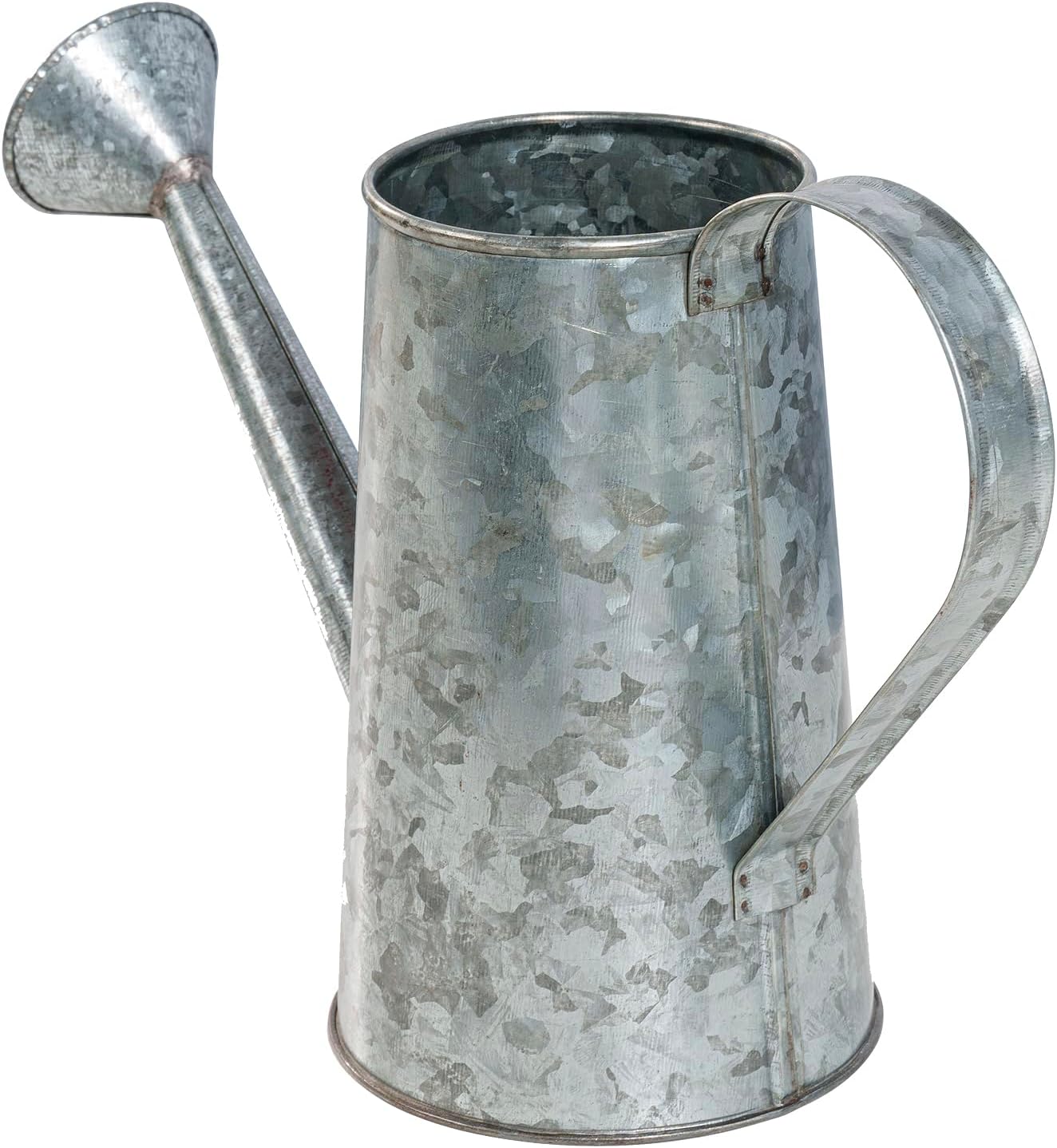 MyGift 7 Inch Small Rustic Galvanized Metal Decorative Vases in Vintage Style Watering Can Design for Dried Flowers and Artificial Plants, Set of 2 - Handcrafted in India