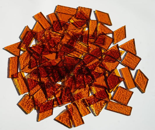 Large Transparent Textured Glass Tiles for DIY Crafts, 200g Stained Glass Pieces for Mosaic Art, Amber