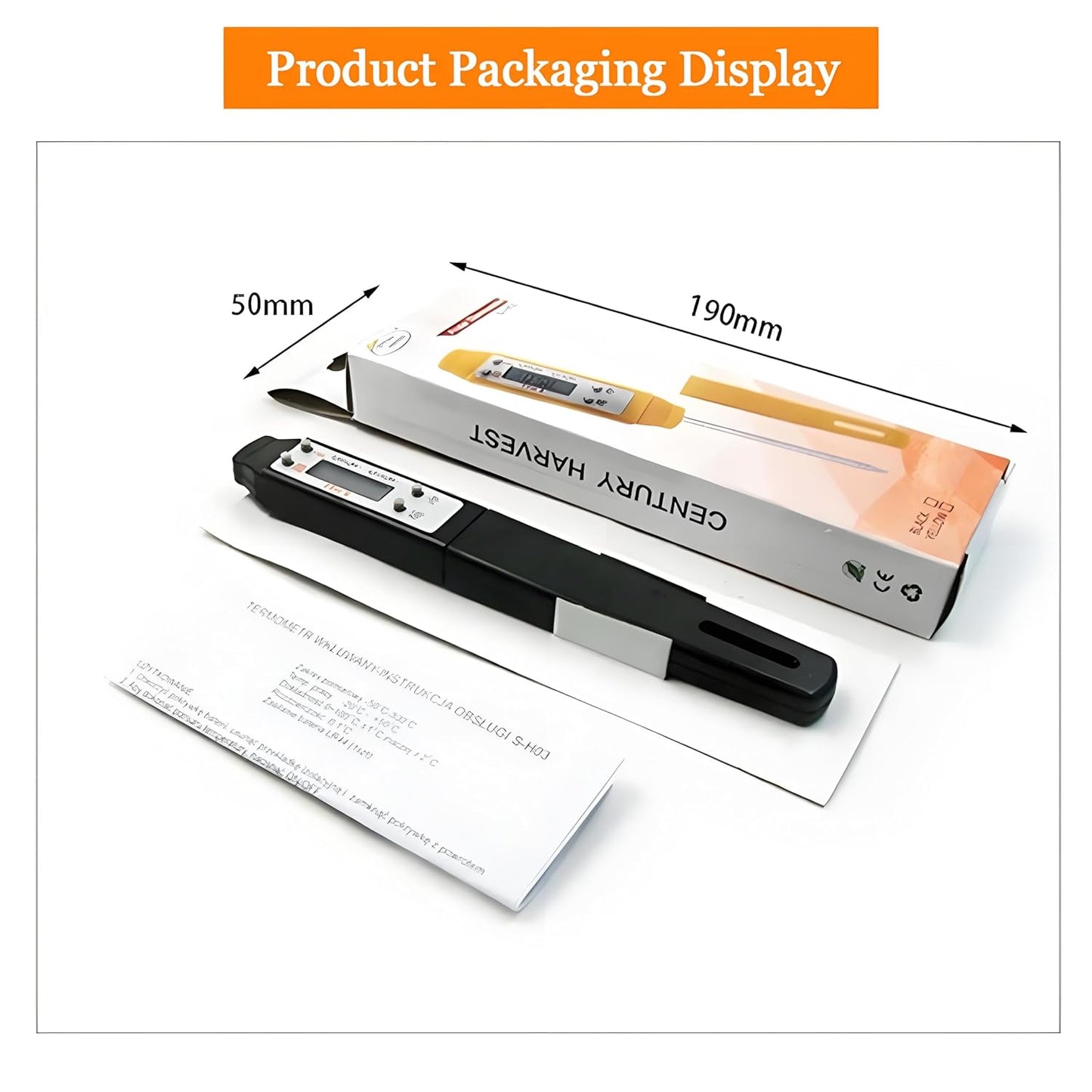 Meat Thermometer - Digital Food Thermometer for Cooking Kitchen - Automatic Calibration Pen Style Electronic Pocket Thermometer for Water Temperature, Barbecue (Black)