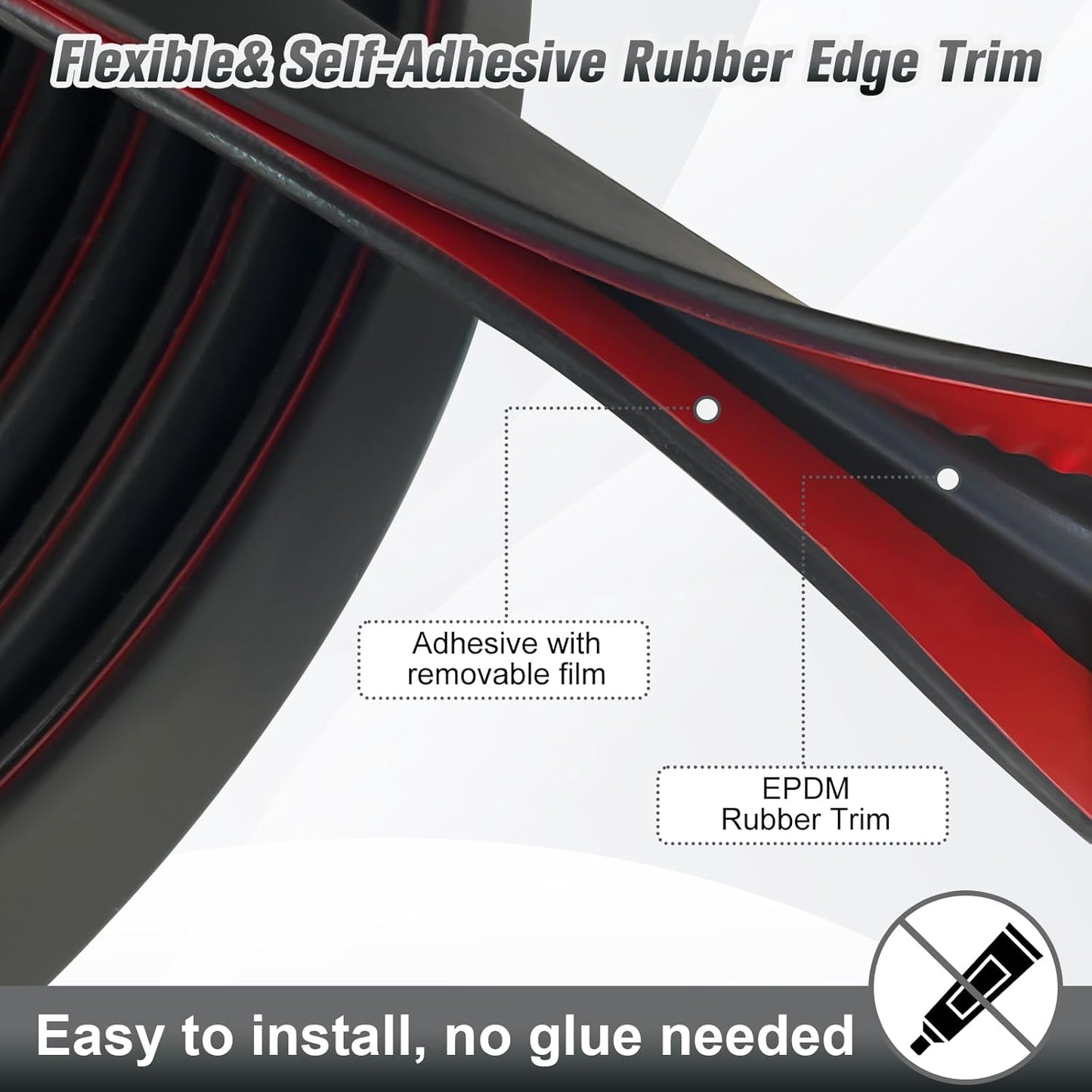 Edge Trim, 1/16" Rubber Edge Trim, Flexible Self Adhesive U Channel Edge Protector for Sharp Edge, Sheet Metal and Car Doors, Peel and Stick Car Door Edge Guard, Black Color, 20Ft