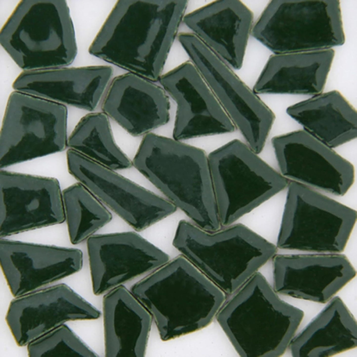 Ceramic Mosaic Tiles for Crafts, Triangles Trapezoids Polygons Shape Mosaic Pieces for Craft Supplies (Irregular Size,200g) (Dark Green)