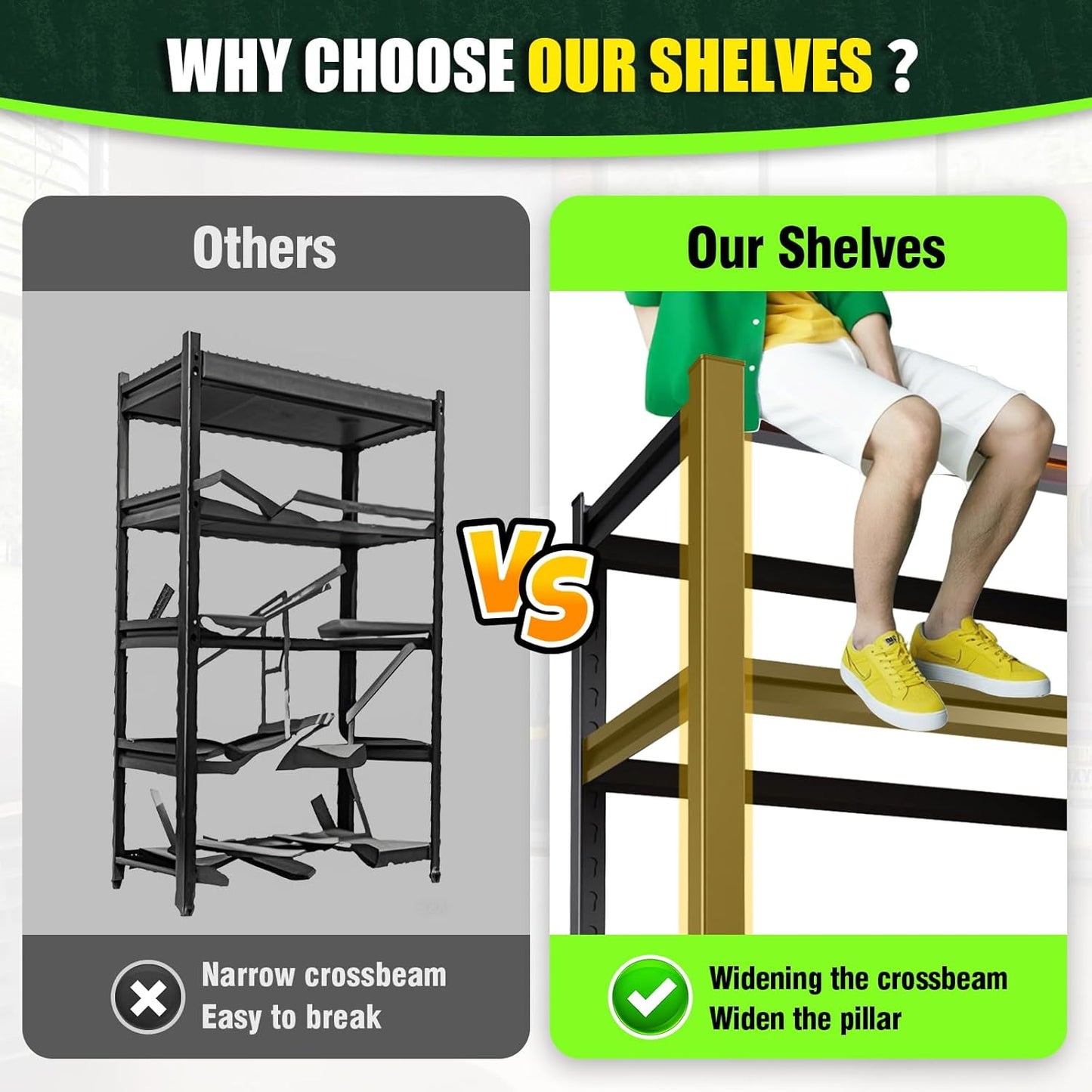 93''HStorage Shelves,5 Tier Garage Shelving 3500LBS Heavy Duty,Metal Shelves Adjustable Industrial Shelving Units,Rustproof Shelf Rack 93''H*45.7''W*19.7''D,2 Pack