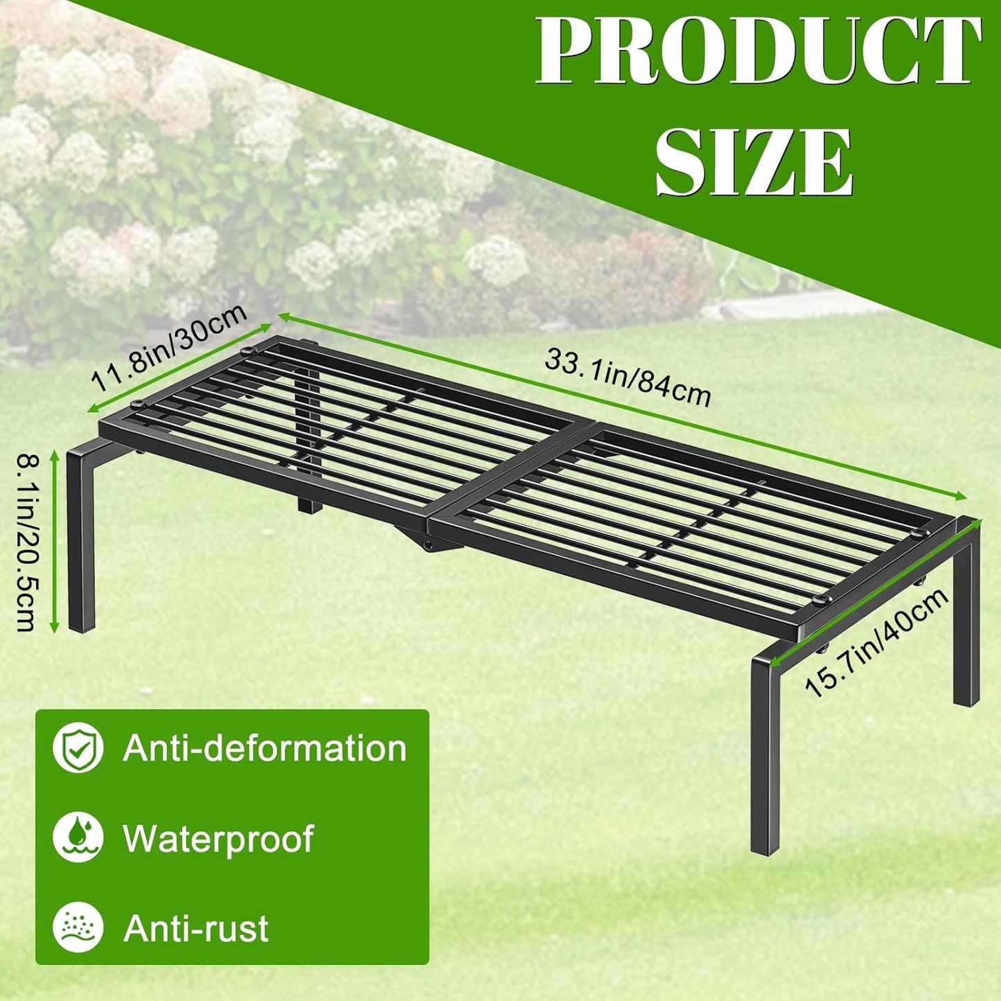 1 Tier Metal Plant Stand Indoor Outdoor, Potted Multiple Flower Pot Holder Rack Plant Shelf, Heavy Duty Planter Display Shelving for Patio Balcony Garden Living Room Decorative (Black)