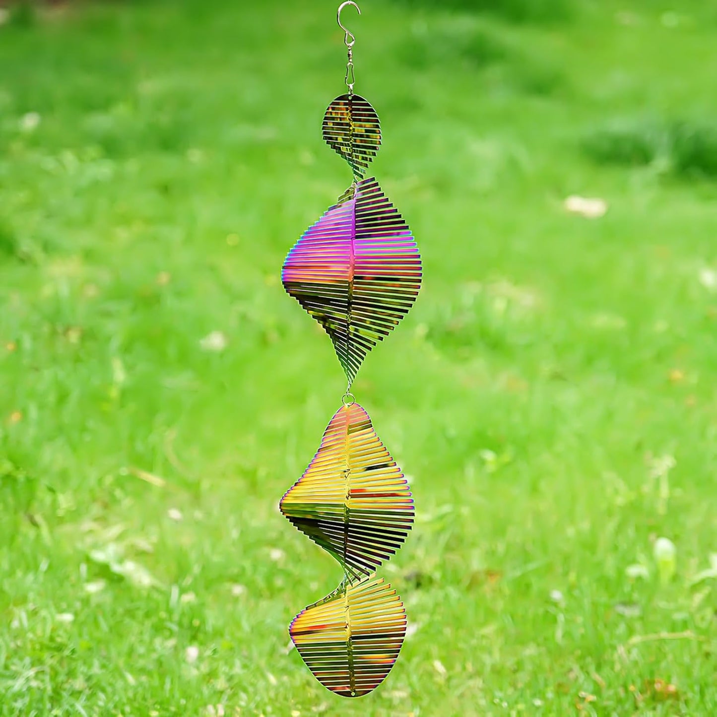 Wind Spinners Outdoor, 3D Helix Whirl, Gradient Multicolor, 24 inches Stainless Steel Metal, Hanging Wind Spinners, Garden, Yard Décor, Outside, Gifts for Women Mom Wife