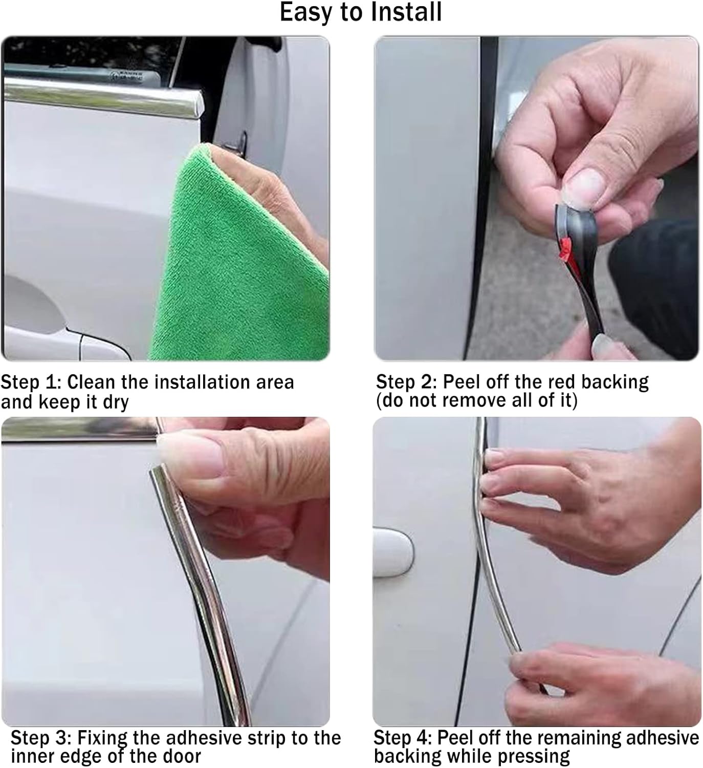 Edge Trim Self Adhesive Rubber U Channel Edge Trim Metal Edge Protection Guard for Most Car Doors, Hatches, Lockers, Panels (20Ft, White)