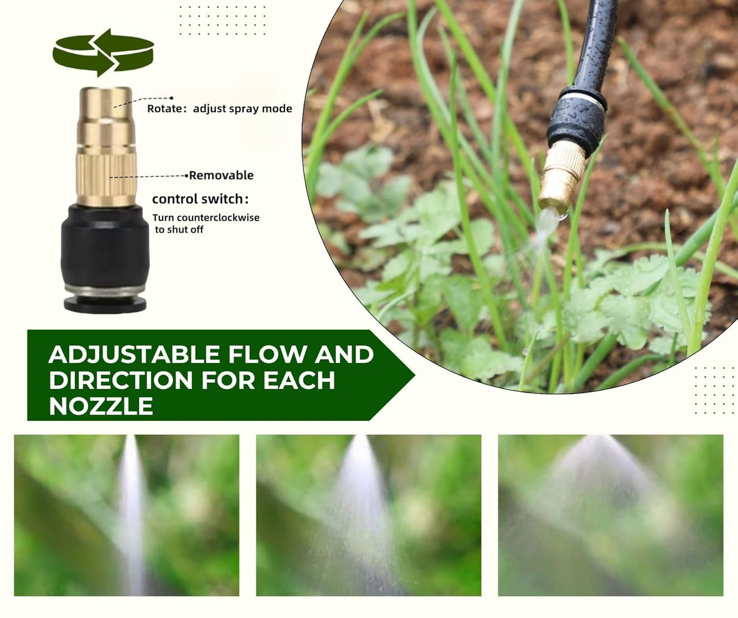 5pk Brass Misting Nozzles Tee 16 inch 360 Degree Adjustable Copper Sprayer, Compatible with1/4 trubing Hose Watering Plant Drip Irrigation Pneumatic Fittings Connection for Watering Garden（16inch）