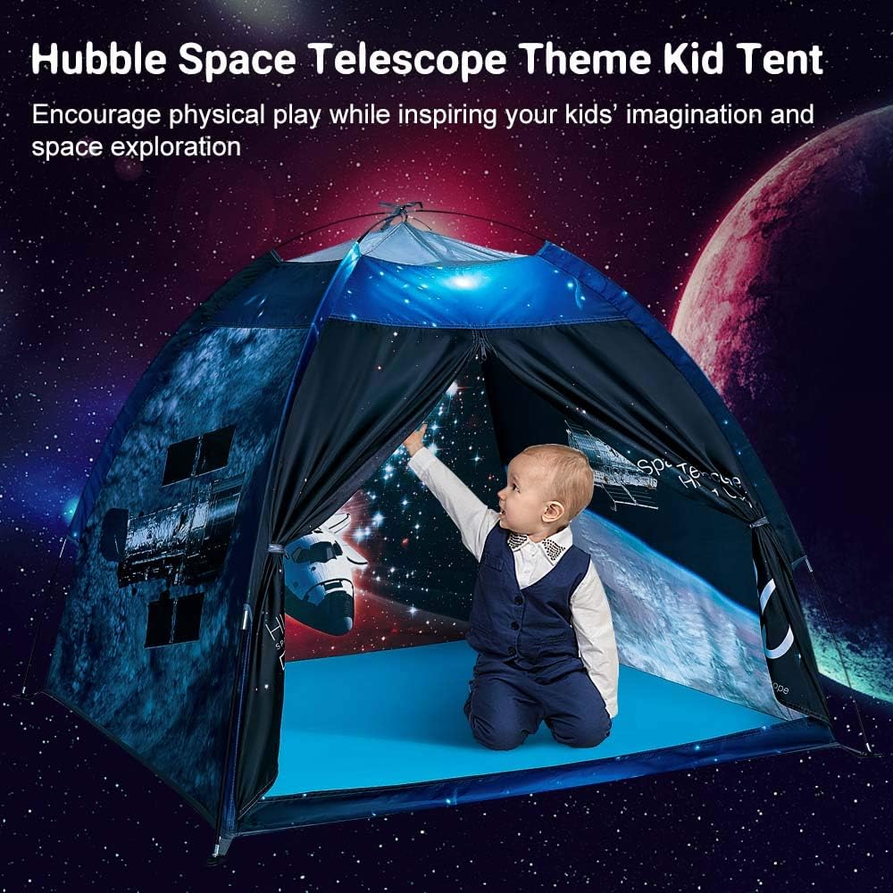 Play Tent for Boys and Girls- Space Shuttle Atlantis with Hubble Dome Tent for Kids Gift- ToddlerPop Up Tent Playhouse for Indoor Imaginative and Physical Play- 47" x 47" x 43" (Hubble)